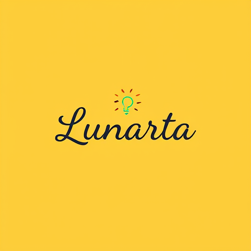 AI Design for brand name "Lunarta", simple, cute, contemporary, feminine with a yellow background, without a slogan,