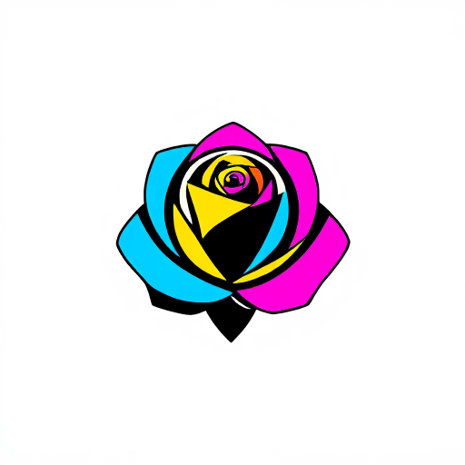 AI Design for ROSE LOGO COMBINATION OF CYAN MAGENTA YELLOW BLACK