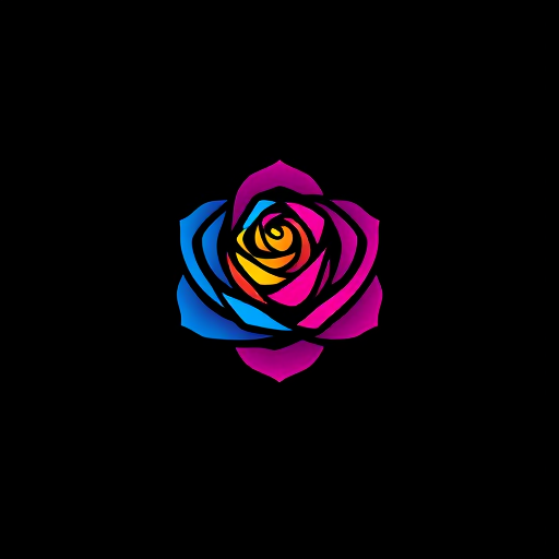 AI Design for ROSE LOGO COMBINATION OF CYAN MAGENTA YELLOW BLACK