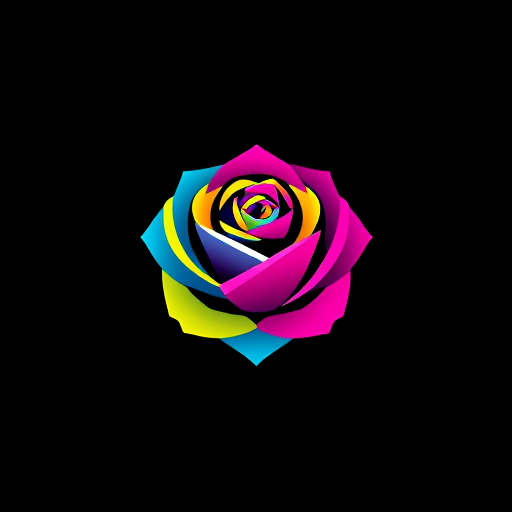 AI Design for ROSE LOGO COMBINATION OF CYAN MAGENTA YELLOW BLACK