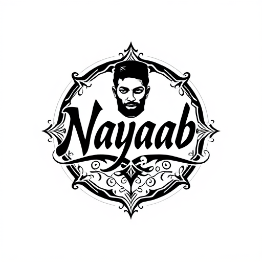 AI Design for "Craft a logo that embodies the essence of Nayaab Syaahiwala, a lyricist whose words flow like rare ink, blending poetry and rap with unmatched finesse. The design should reflect his artistry—bold yet intricate, modern yet deeply rooted in tradition. Incorporate elements that signify creativity, individuality, and the power of the written word. Think calligraphic strokes, urban aesthetics, and a touch of mystique, all coming together to create a symbol as unique as his name and craft. This logo will represent his identity and resonate with his audience through customized merchandise