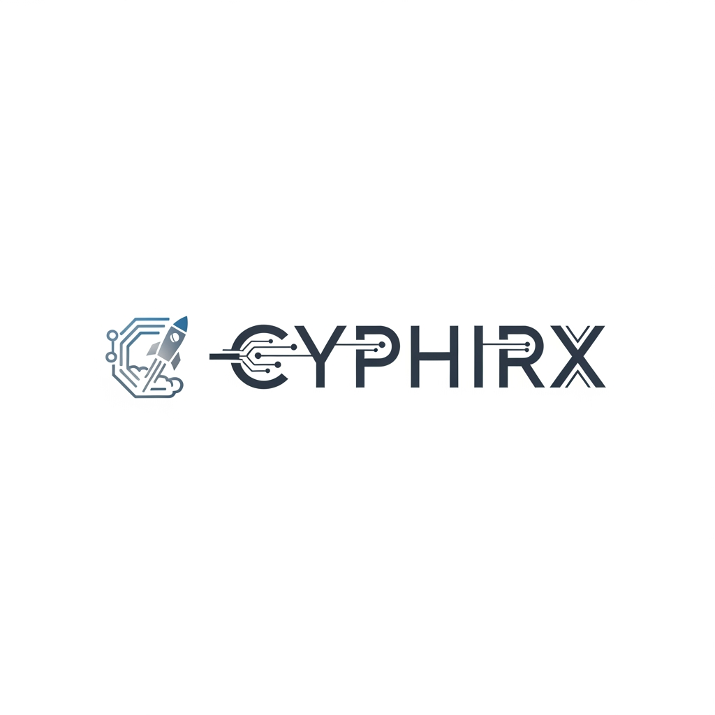 AI Design for Cyphirx this is IT company name , so i want to create logo design with use font family and seem like linkedin , spacex like