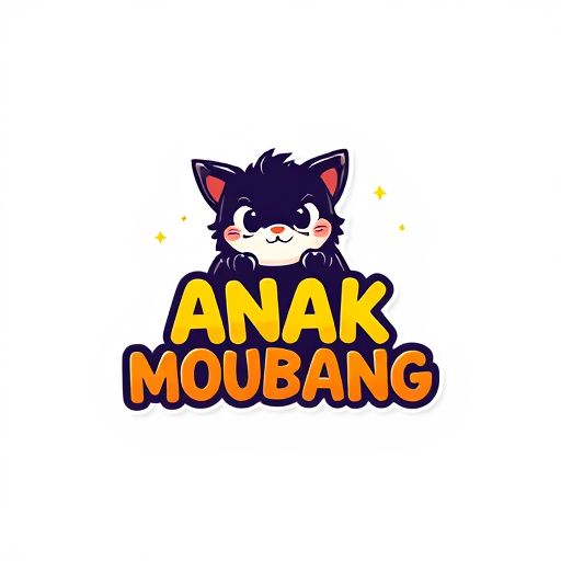 AI Design for Buatkan logo bergambar anime yang sedang duduk di atas tulisan "ANAK MOUBANG"