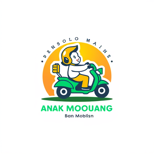 AI Design for Tulisan anak moubang dengan ban mobil di belakang tulisan 