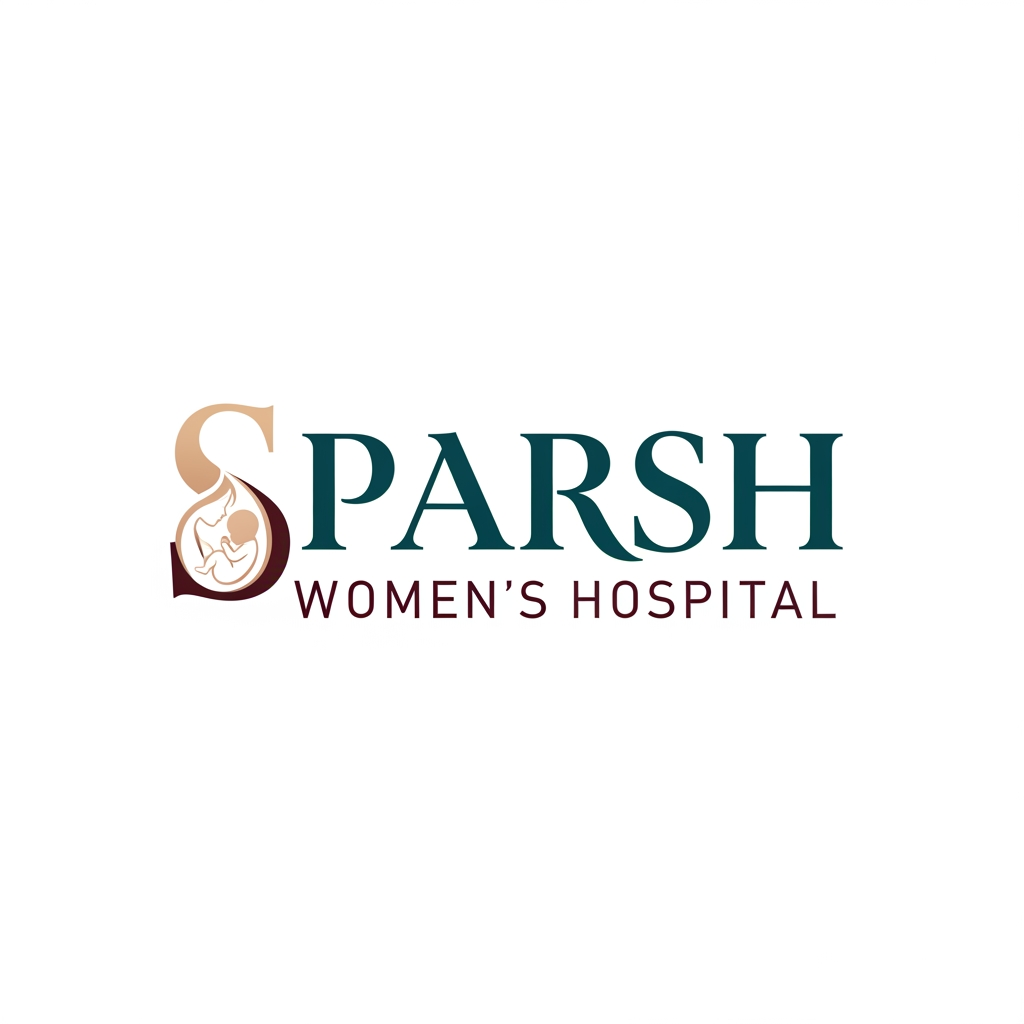 Create a modern luxury typography-based logo for “Sparsh Women’s Hospital”, a premium maternity and child care hospital. Use elegant serif or high-end modern font style, with a subtle creative element inside the letter S showing mother and baby care. Logo should feel soft, trustworthy, premium, minimal, and medical. Use refined colors like deep teal, rose gold, warm beige, soft ivory, or muted maroon. Clean white background, vector logo, minimal design, premium hospital branding, no mockup.