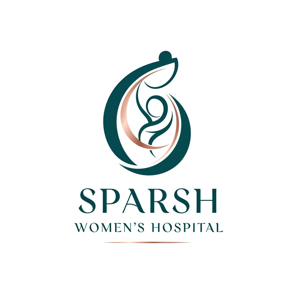 Design a premium minimal logo for “Sparsh Women’s Hospital” featuring an abstract mother and child icon. The icon should be very simple, graceful, and emotional, showing protection, care, and maternity. Use smooth curved lines, luxury spacing, and elegant typography. Color palette should be deep teal with rose gold accents or wine maroon with soft beige. Logo should look modern, high-end, trustworthy, and suitable for a premium women and child care hospital. Vector style, white background.
