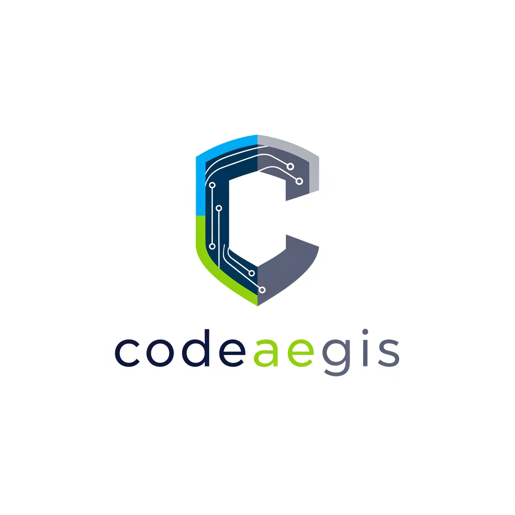 AI Design for please create this logo "codeaegis" in which top icon should be the letter "C"