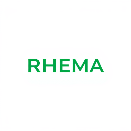 AI Design for typography logo with the name RHEMA, color font green