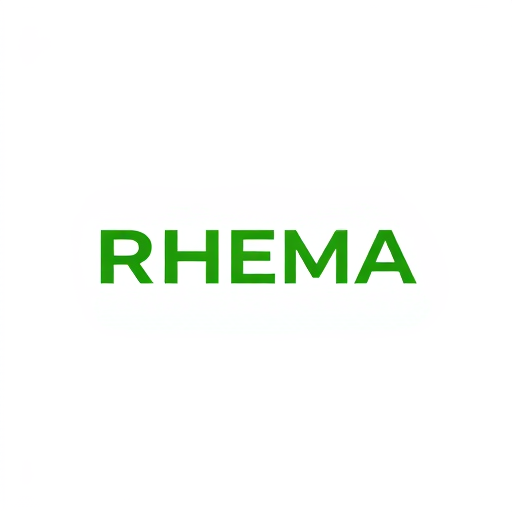 AI Design for typography logo with the name RHEMA, color font green