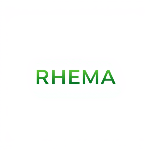 AI Design for typography logo with the name RHEMA, color font green