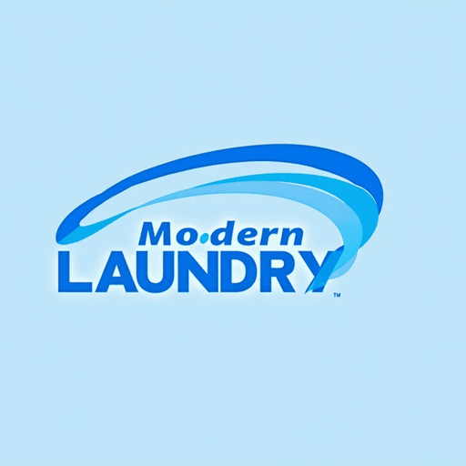 AI Design for a modern laundry design with a modern and technological feel. Colors in the blues and whites named Modern Laundry