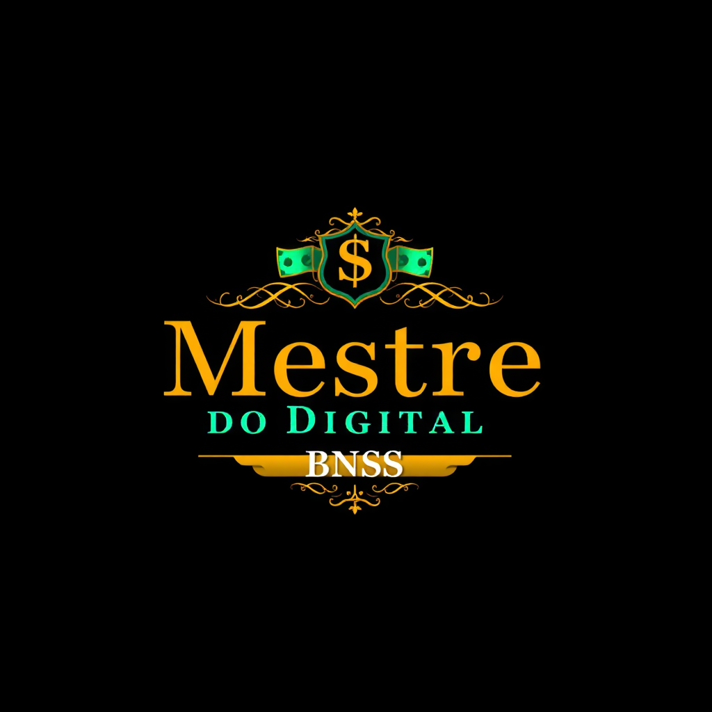 AI Design for a logo for an digital marketing Instagram profile named "Mestre do Digital BNSS" Logo must be fancy, with money and stuff like that. Black, Gold and Green colors