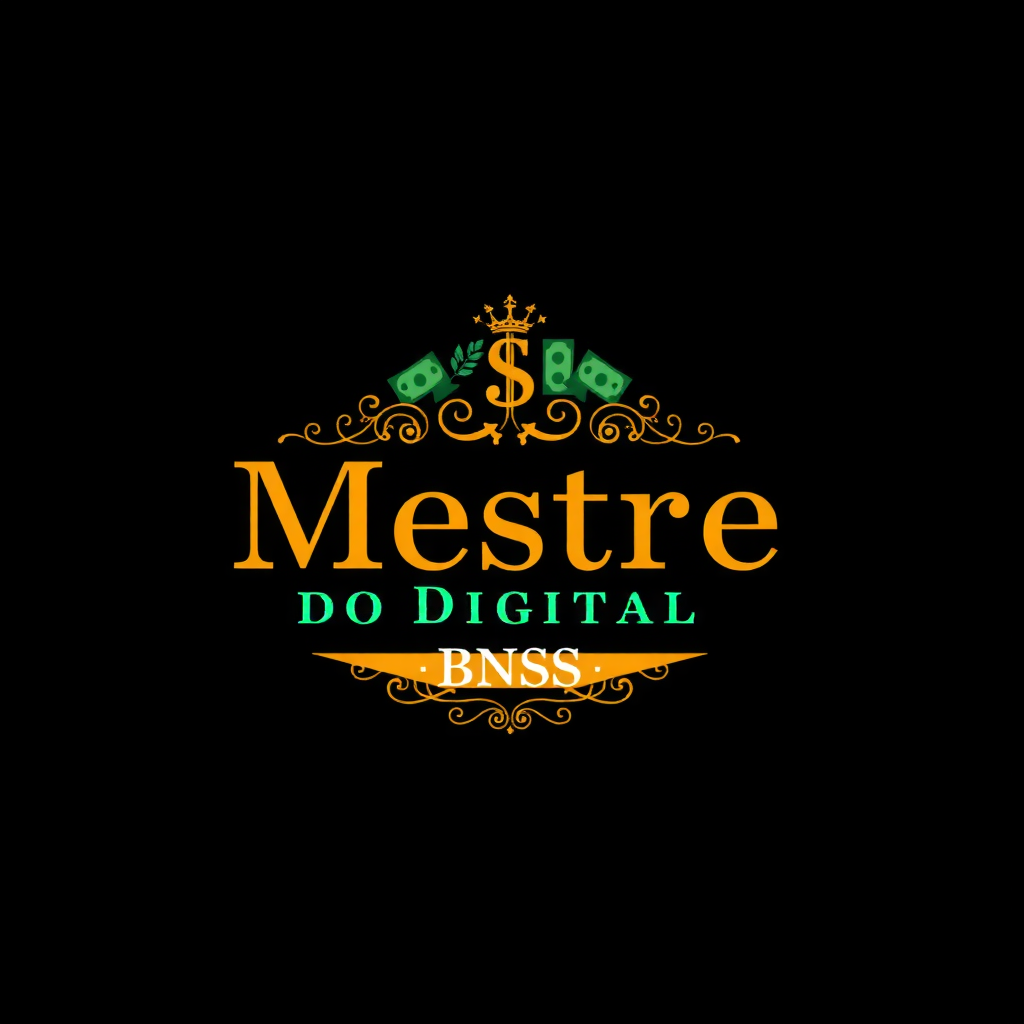 AI Design for a logo for an digital marketing Instagram profile named "Mestre do Digital BNSS" Logo must be fancy, with money and stuff like that. Black, Gold and Green colors