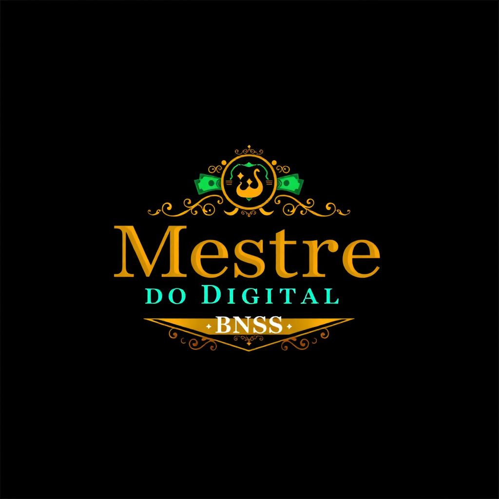 AI Design for a logo for an digital marketing Instagram profile named "Mestre do Digital BNSS" Logo must be fancy, with money and stuff like that. Black, Gold and Green colors