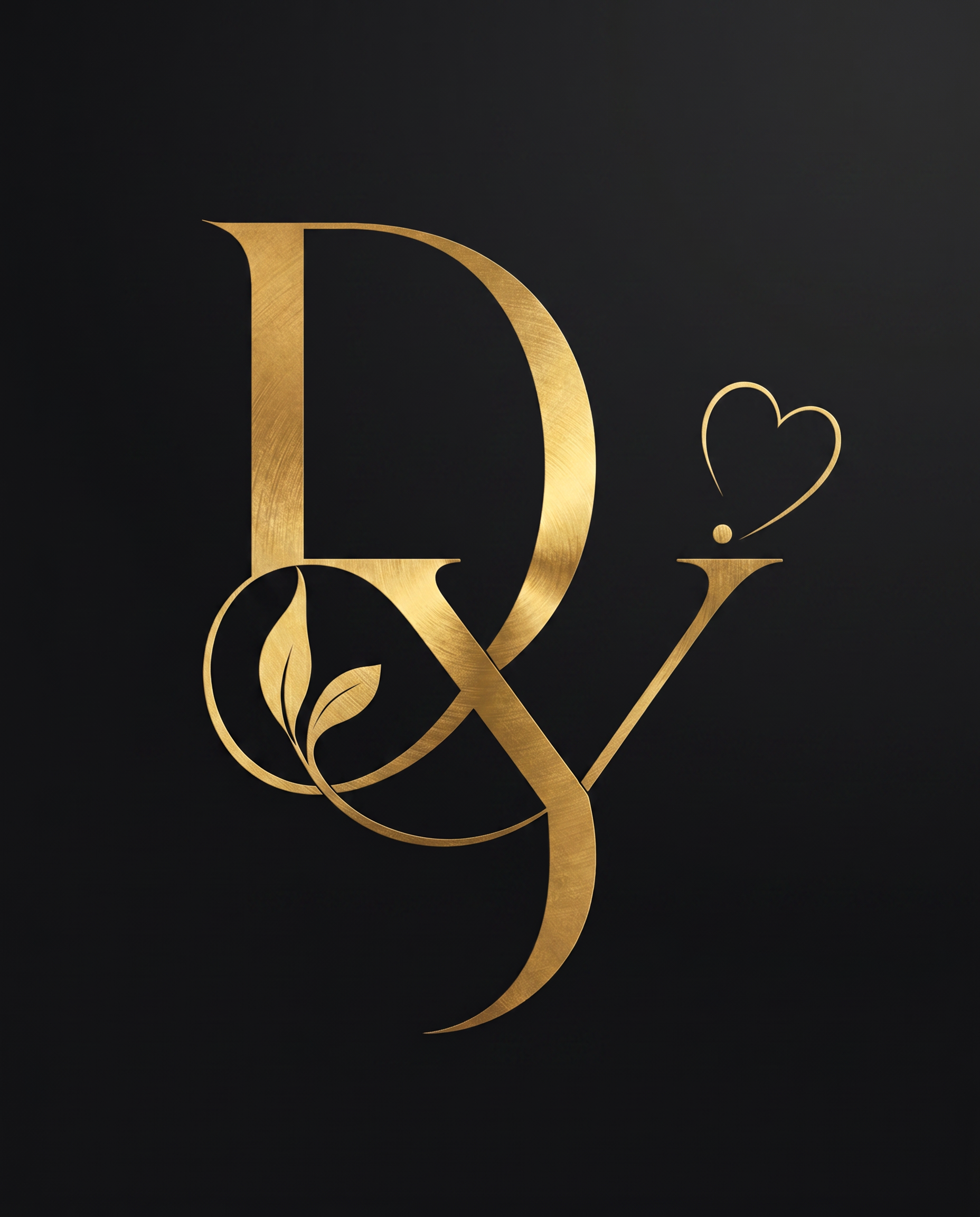 AI Design for A sophisticated and minimalist monogram logo featuring the intertwined letters 'DY'. The design utilizes elegant, flowing serif typography with gold-foil texture on a deep matte black background, capturing a sense of high-end luxury, refined craftsmanship, and timeless professional branding.
