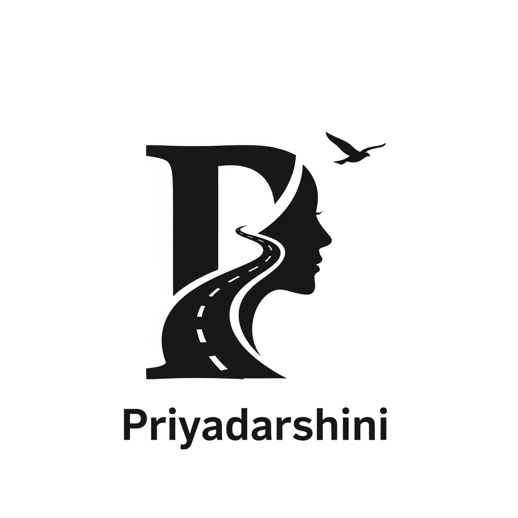 AI Design for Design a premium, award-winning vector logo for "Priyadarshini", a Kerala Government initiative promoting women's mobility, empowerment, and free public transportation through KSRTC.

Create a clever monogram using the letter "P". The vertical stroke of the "P" transforms into a smooth road, symbolizing safe and accessible travel. The curved section of the "P" forms the elegant side profile of a confident woman using negative space. At the end of the road, integrate a minimal flying bird, symbolizing freedom, independence, opportunity, and the ability to move forward without barriers.

The logo should communicate:

* Women's Empowerment
* Freedom of Movement
* Public Transportation
* Inclusion and Accessibility
* Progress and Social Development

Style:
Minimalist vector design, strong negative space, clean geometric construction, modern government identity, timeless and memorable symbol, international logo competition quality.

Color Palette:

* Kerala Green (#0E7A3D)
* Deep Navy (#173F5F)
* Golden Yellow (#F4B400)

Requirements:

* Flat vector only
* No gradients, shadows, or 3D effects
* Must work perfectly in black and white
* Scalable for bus branding, tickets, websites, mobile apps, and official documents
* Balanced composition with a strong visual hierarchy

Typography:
Use a clean modern sans-serif typeface for "Priyadarshini". Optionally include the Malayalam text "പ്രിയദർശിനി" beneath the English name.

Keywords:
female profile, letter P logo, road icon, flying bird, freedom, mobility, empowerment, Kerala government scheme, KSRTC, minimal vector logo, negative space logo, civic branding, award-winning identity design, professional logo presentation on white background.