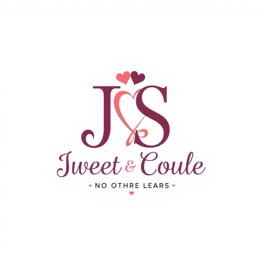 AI Design for Sweet Couple Text logo with J loves S Symbol, no other text