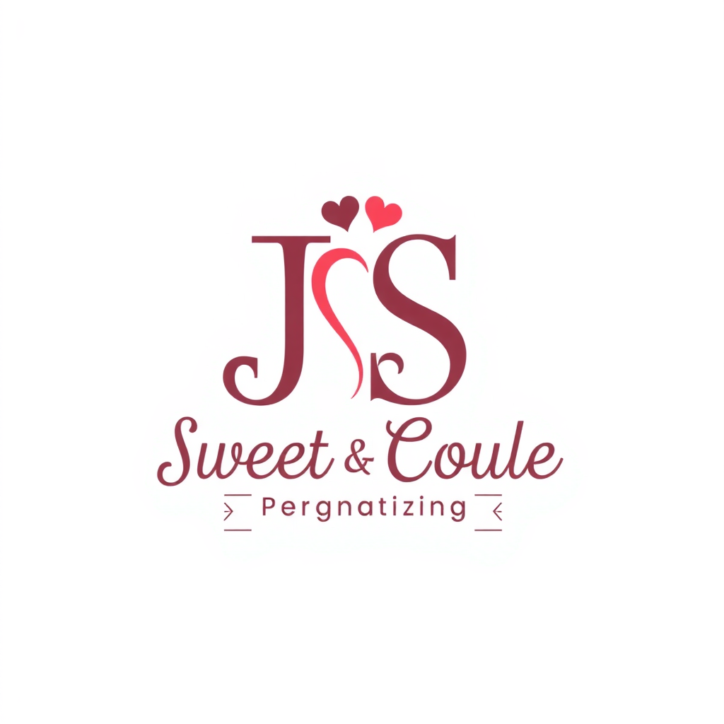 AI Design for Sweet Couple Text logo with J loves S Symbol, no other text