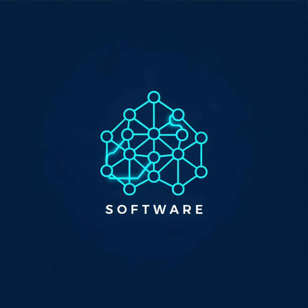 AI Design for Minimalist vector logo for a software company named "Xoftex". Abstract lettermark icon forming the letter "X" using interconnected geometric nodes and continuous glowing data lines. Colors: electric cyan (#00F0FF) and deep cobalt blue on a dark slate background (#0A0D14). Clean, flat design, high contrast, tech startup aesthetic, crisp lines, vector graphics, no extra text, isolated on solid background.