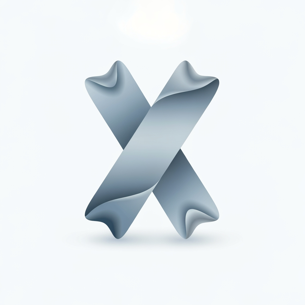 AI Design for Modern minimalist logo icon for "Xoftex". Abstract folded ribbon geometric shape forming an "X" with a continuous infinity flow motif. Vibrant gradient from cyan to electric purple, isolated on a clean dark navy (#080B11) background. 3D flat vector style, subtle ambient shadow, sleek tech app icon, ultra-clean, elegant, simple.