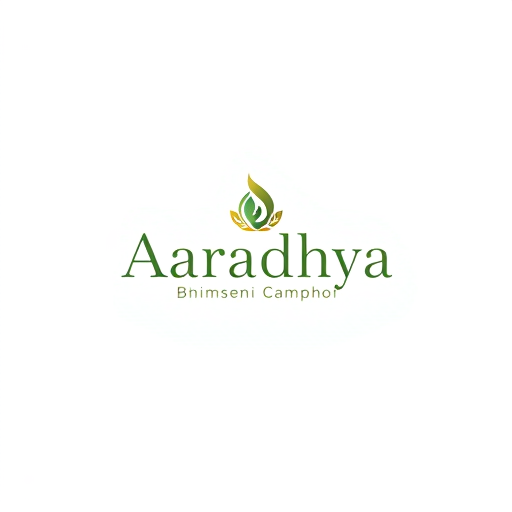 AI Design for Logo Design Prompt for Aaradhya Bhimseni Camphor:Create a logo for "Aaradhya" featuring its flagship product, Bhimseni Camphor. The logo should convey purity, spirituality, and healing properties. The design should incorporate elements symbolizing freshness, calmness, and traditional wellness.Font: Use a clean, elegant font for "Aaradhya" that blends modernity with a touch of tradition.Color Palette: Consider calming colors like soft blues, whites, or greens, with hints of gold to evoke a sense of premium quality.Symbolism: Include subtle representations of camphor, such as a stylized leaf, a delicate flame, or abstract smoke swirls, symbolizing the soothing and aromatic essence of Bhimseni Camphor.Feel: The logo should feel serene, pure, and trustworthy, representing the natural and spiritual benefits of the product. Aim for a balance of minimalism and heritage.