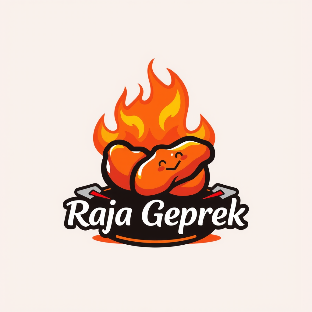 AI Design for i want create logo for fried chicken names "Raja Geprek", its soo spicy so use fire element