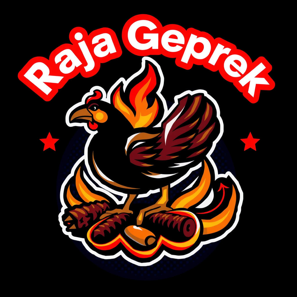 AI Design for i want create logo for fried chicken names "Raja Geprek", its soo spicy so use fire element