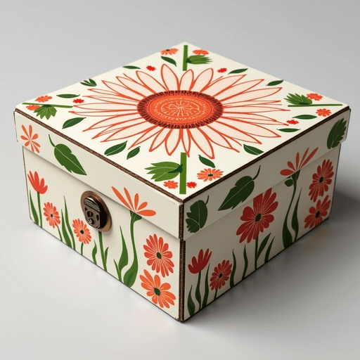 AI Design for handpainted cardboard Daisybox casket