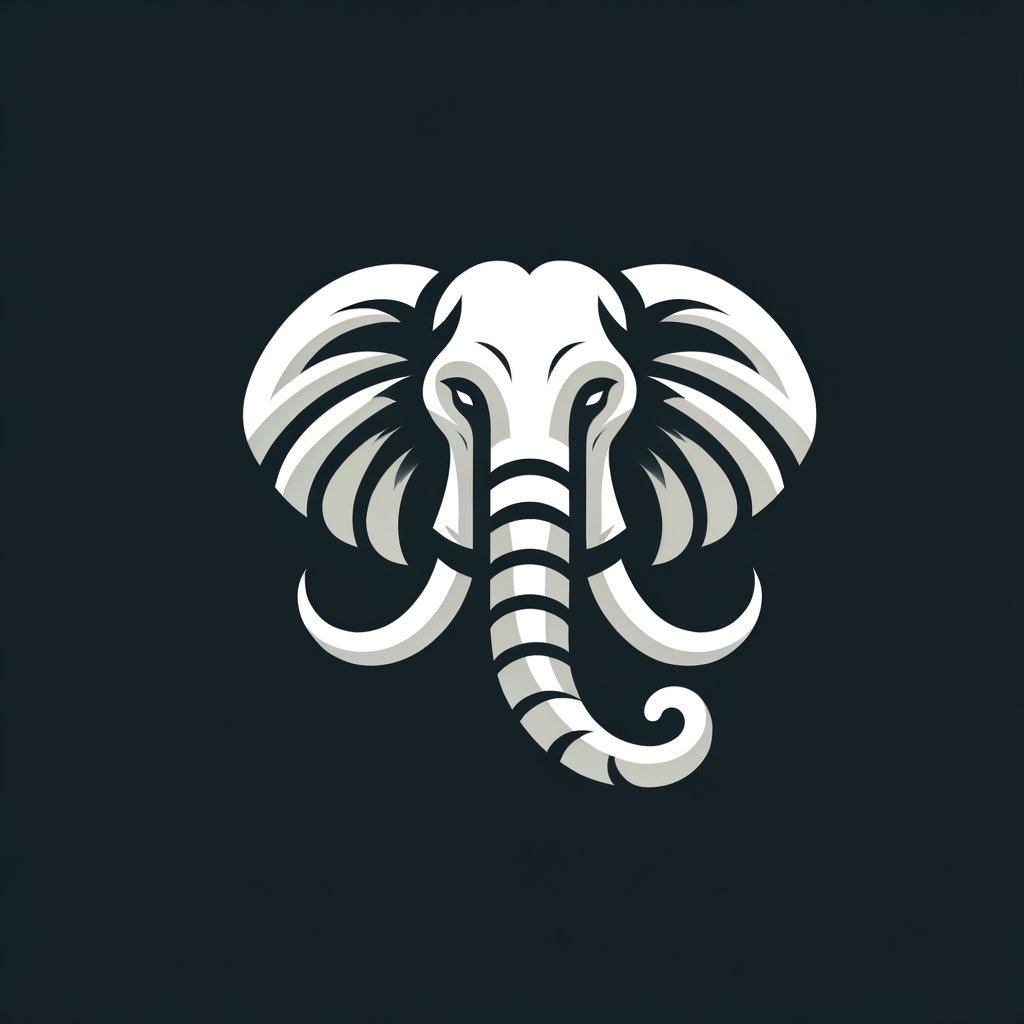 AI Design for a logo made of letter P as an Elephant Face