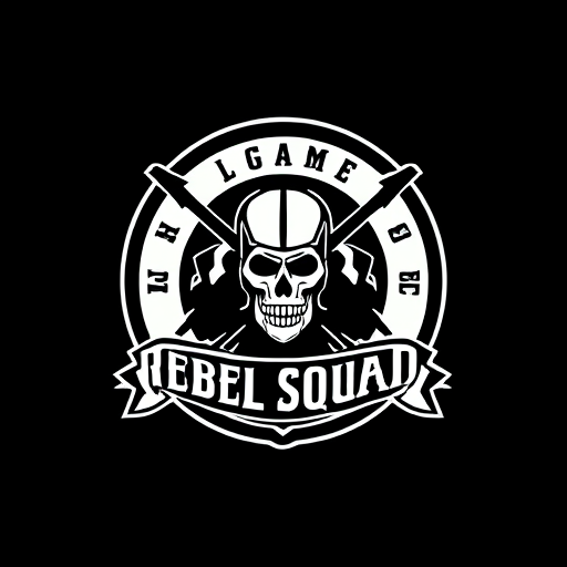 AI Design for "REBEL SQUAD" mainly its a group of university's boys, who represent themselves as rebel. They protest in every injustice, they raise their voice for the weak, they organize people in rights. In summaries we can say they are as like captain of the ship. Their slogan is " DON'T BLAME US , BLAME YOURSELF". Make a logo for "REBEL SQUAD" which define their unity, strength, brotherhood, power and kindness to people.
