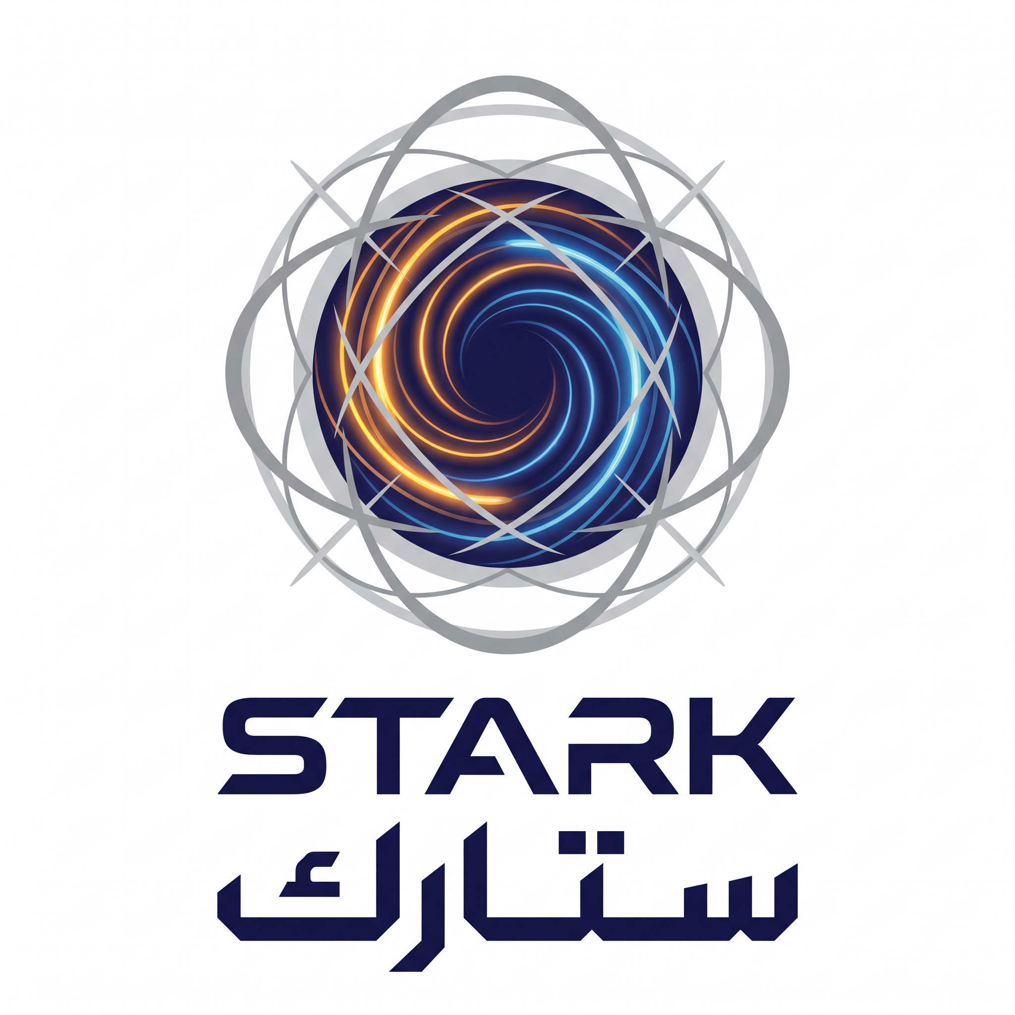 AI Design for Create a premium futuristic logo for "STARK | ستارك".
Design an abstract symbol inspired by a photon gateway and advanced energy systems.
The logo should communicate:
- Energy
- Engineering
- Future infrastructure
- Intelligent automation
Style:
Ultra-minimal,
aerospace aesthetics,
precise geometry,
luxury technology branding.
Color palette:
- Cosmic Blue (#1A3D7C)
- Neon Amber (#FFB000)
- Silver Gray (#9DA5B4)
Typography:
Create futuristic typography for "STARK" and Arabic "ستارك".
Output:
Raw logo,
white background,
flat vector artwork,
no effects,
no shadows.