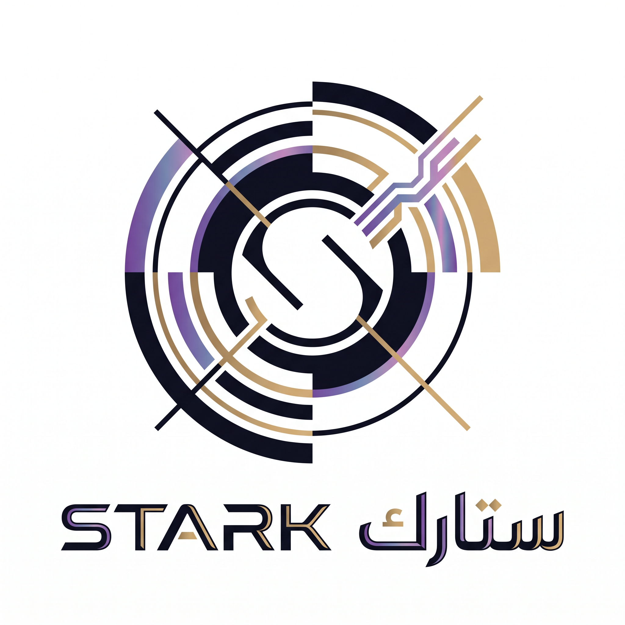 AI Design for Create a futuristic luxury logo for "STARK | ستارك".
Design an abstract symbol inspired by a digital eclipse using broken circular geometry and subtle asymmetry.
The symbol should communicate:
- Future technology
- Engineering
- Intelligence
- Innovation
Style:
Minimal futurism,
architectural balance,
premium industrial branding.
Color palette:
- Midnight Black (#111111)
- Iridescent Purple (#7A5CFF)
- Warm Titanium Gold (#D7A44A)
Typography:
Design elegant futuristic typography for "STARK" and Arabic "ستارك".
Output:
Raw vector logo,
pure white background,
no shadows,
no gradients,
no mockups.