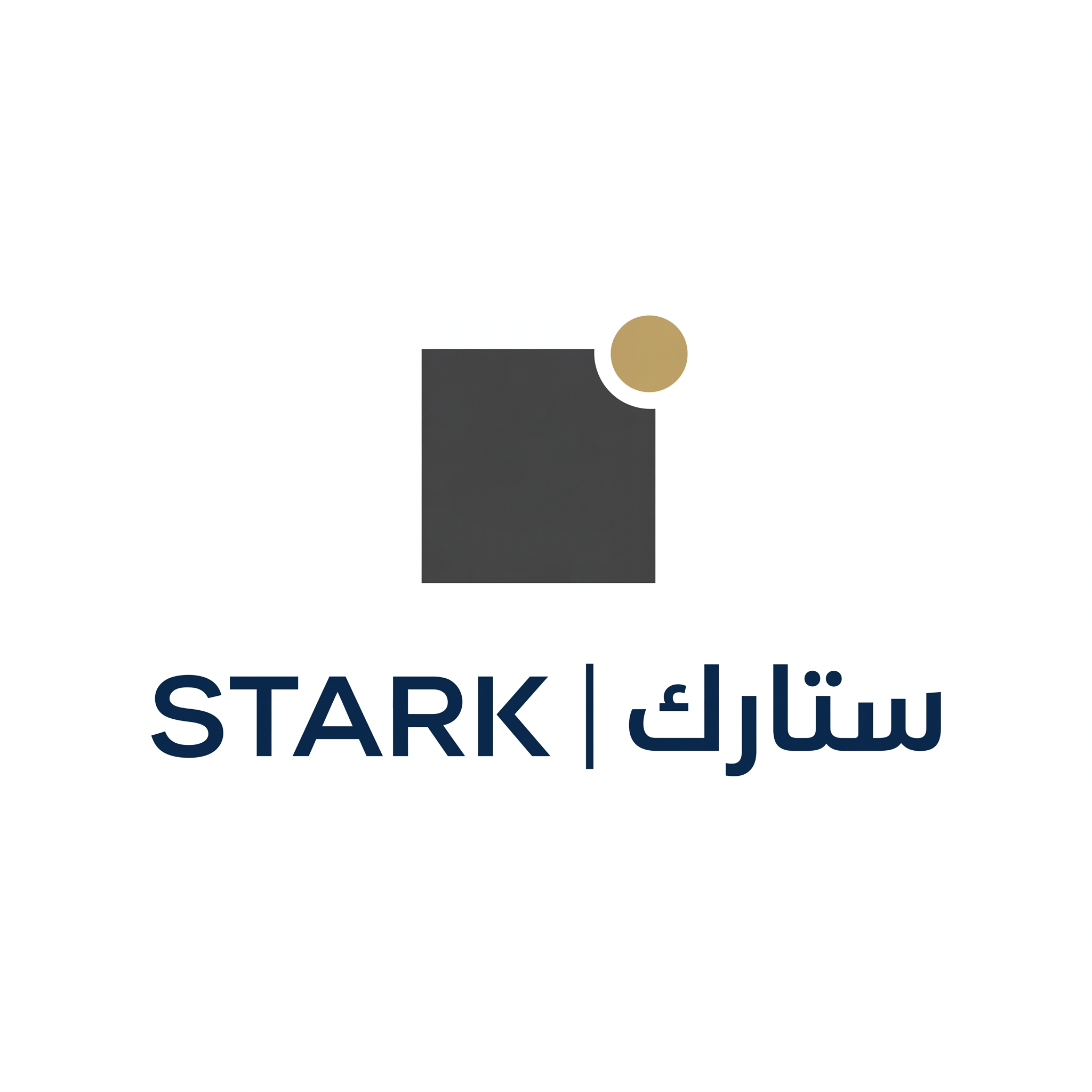 AI Design for Create a premium corporate logo for "STARK | ستارك".
Design an ultra-minimal symbol using one geometric shape and one offset point.
The displaced point should symbolize:
- Smart systems
- Innovation
- Future engineering
- Advanced thinking
The logo should feel:
- Elegant
- Intelligent
- Luxurious
- Memorable
Design language:
Minimalism,
perfect spacing,
Swiss-inspired corporate branding.
Color palette:
- Deep Graphite (#262626)
- Dark Sapphire (#153A63)
- Muted Gold (#B0894F)
Typography:
Modern geometric typography for "STARK" and Arabic "ستارك".
Output:
Raw vector logo,
white background,
no shadows,
no mockups.