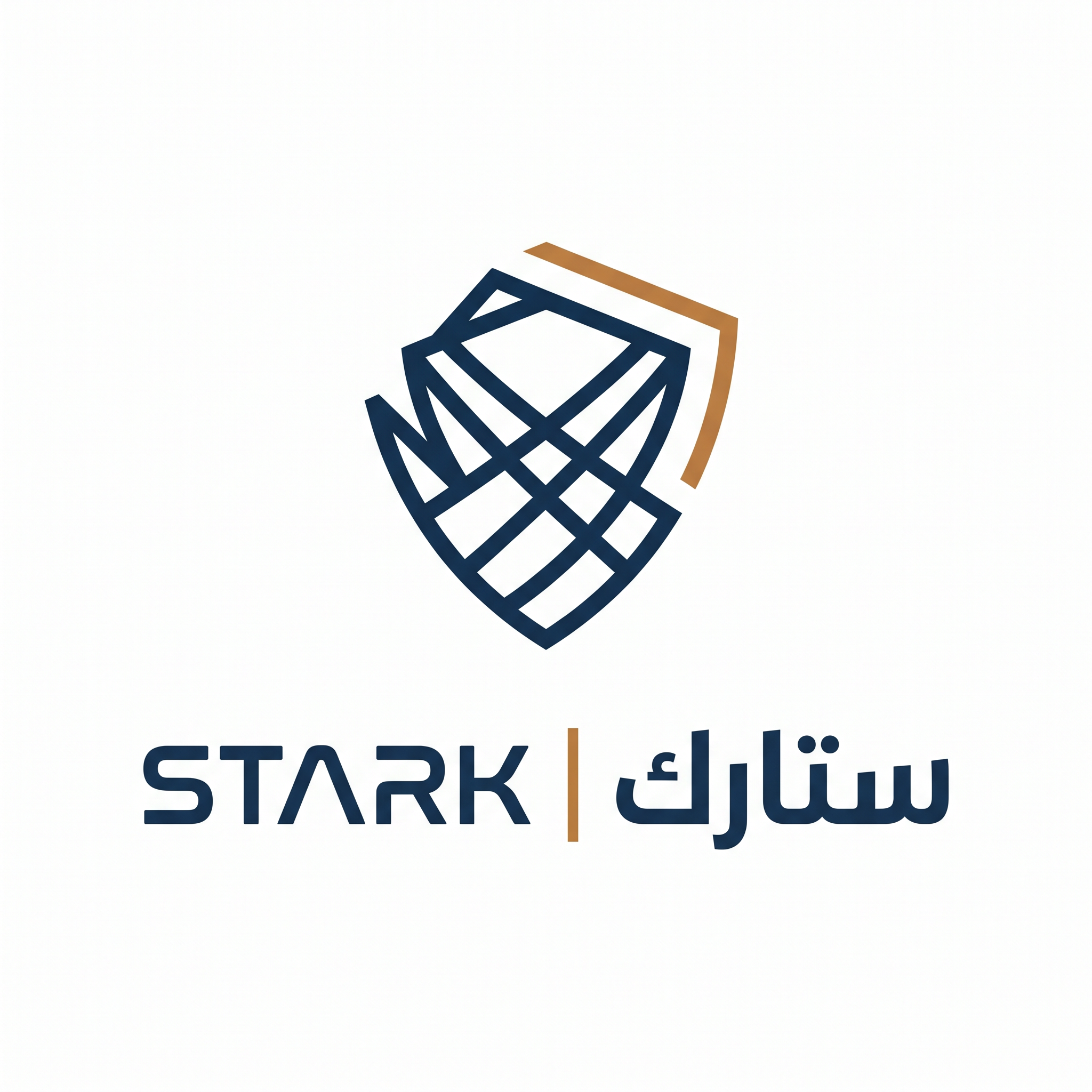 AI Design for Create a premium logo for "STARK | ستارك".
Design an abstract geometric symbol with one subtle offset element, creating a sense of movement and innovation.
The logo should feel:
- Minimal
- Technical
- Luxurious
- Modern
Colors:
- Navy Blue (#112E51)
- Copper Gold (#B8793F)
Typography:
Modern geometric typography for "STARK" and Arabic "ستارك".
Output:
Raw vector logo,
white background,
no effects.