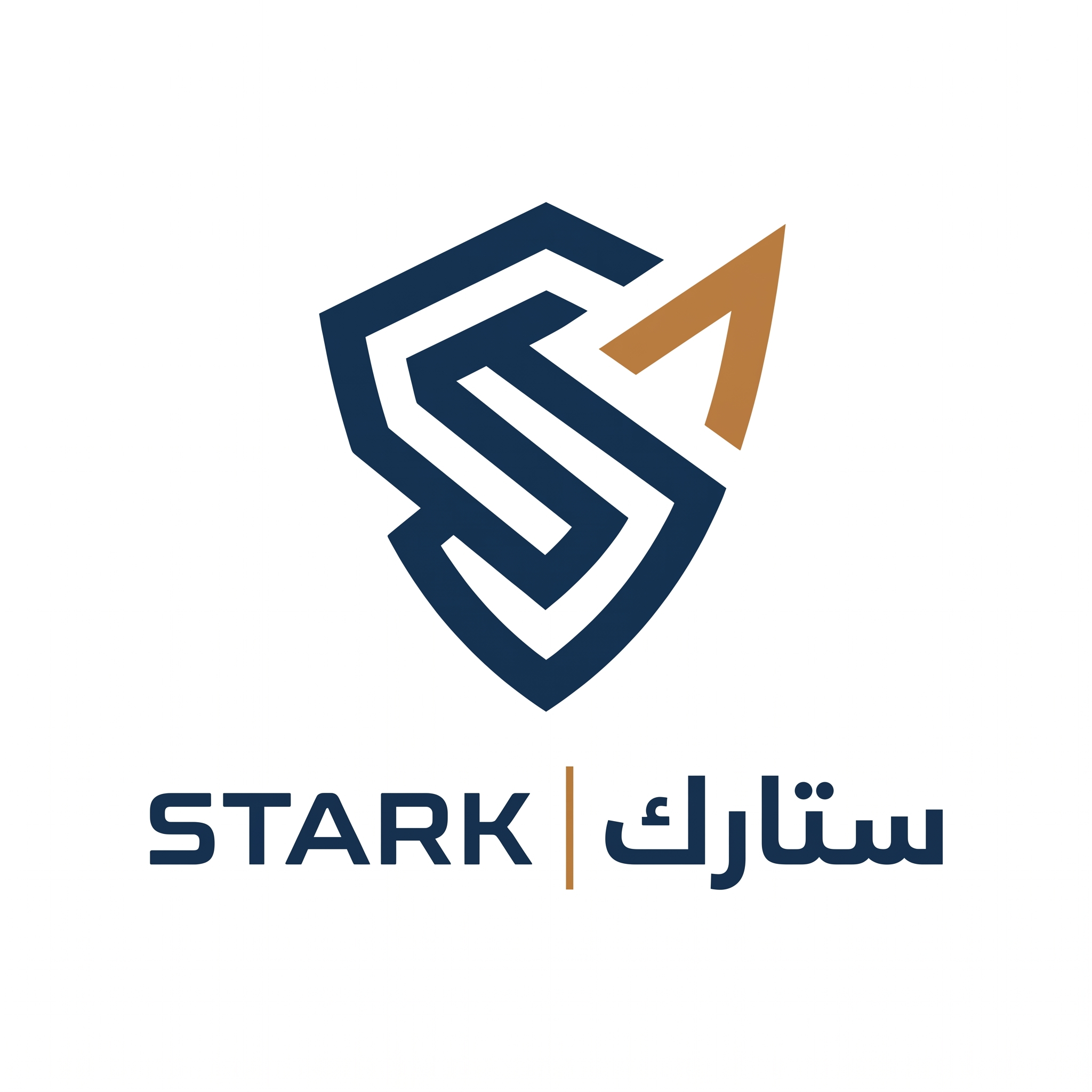 AI Design for Create a premium logo for "STARK | ستارك".
Design an abstract geometric symbol with one subtle offset element, creating a sense of movement and innovation.
The logo should feel:
- Minimal
- Technical
- Luxurious
- Modern
Colors:
- Navy Blue (#112E51)
- Copper Gold (#B8793F)
Typography:
Modern geometric typography for "STARK" and Arabic "ستارك".
Output:
Raw vector logo,
white background,
no effects.