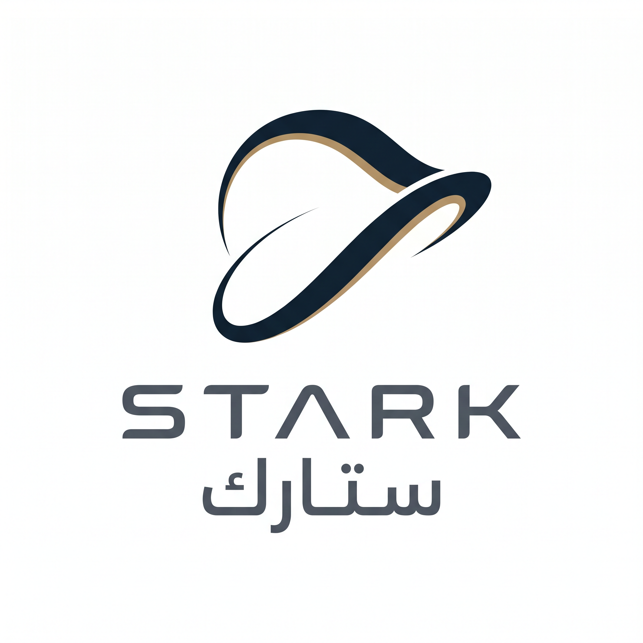 AI Design for Design a world-class futuristic minimalist logo for "STARK | ستارك".
Create a unique abstract symbol inspired by a silent energy pulse traveling through space — represented by a single elegant geometric motion or a minimal flowing form.
The symbol should embody:
- Precision engineering
- Intelligent energy
- Advanced technology
- Innovation
- Quiet confidence
The design must be:
- Extremely simple
- Elegant
- Futuristic
- Memorable
- Timeless
Design language:
Ultra-minimal line geometry,
subtle sense of motion,
balanced proportions,
refined negative space,
inspired by aerospace identity systems and next-generation industrial branding.
The logo should feel like a premium global engineering and technology corporation from the future.
Avoid:
- Lightning bolts
- Gears
- Buildings
- Circuit patterns
- Electronic icons
- Traditional engineering symbolism
- Overly complex shapes
Color palette:
- Deep Midnight Navy (#0D1B2A)
- Dark Titanium Gray (#4A5563)
- Muted Champagne Gold (#B08D57)
Use the navy color as the primary brand color, titanium gray for secondary details, and subtle champagne gold accents to create a premium and sophisticated identity.
Typography:
Create a custom futuristic sans-serif wordmark for "STARK" with wide spacing and clean engineered proportions.
Include the Arabic name "ستارك" in a matching contemporary style.
Presentation:
Raw logo concept only,
pure white background,
flat vector artwork,
no shadows,
no mockups,
no gradients,
no textures,
no 3D effects.