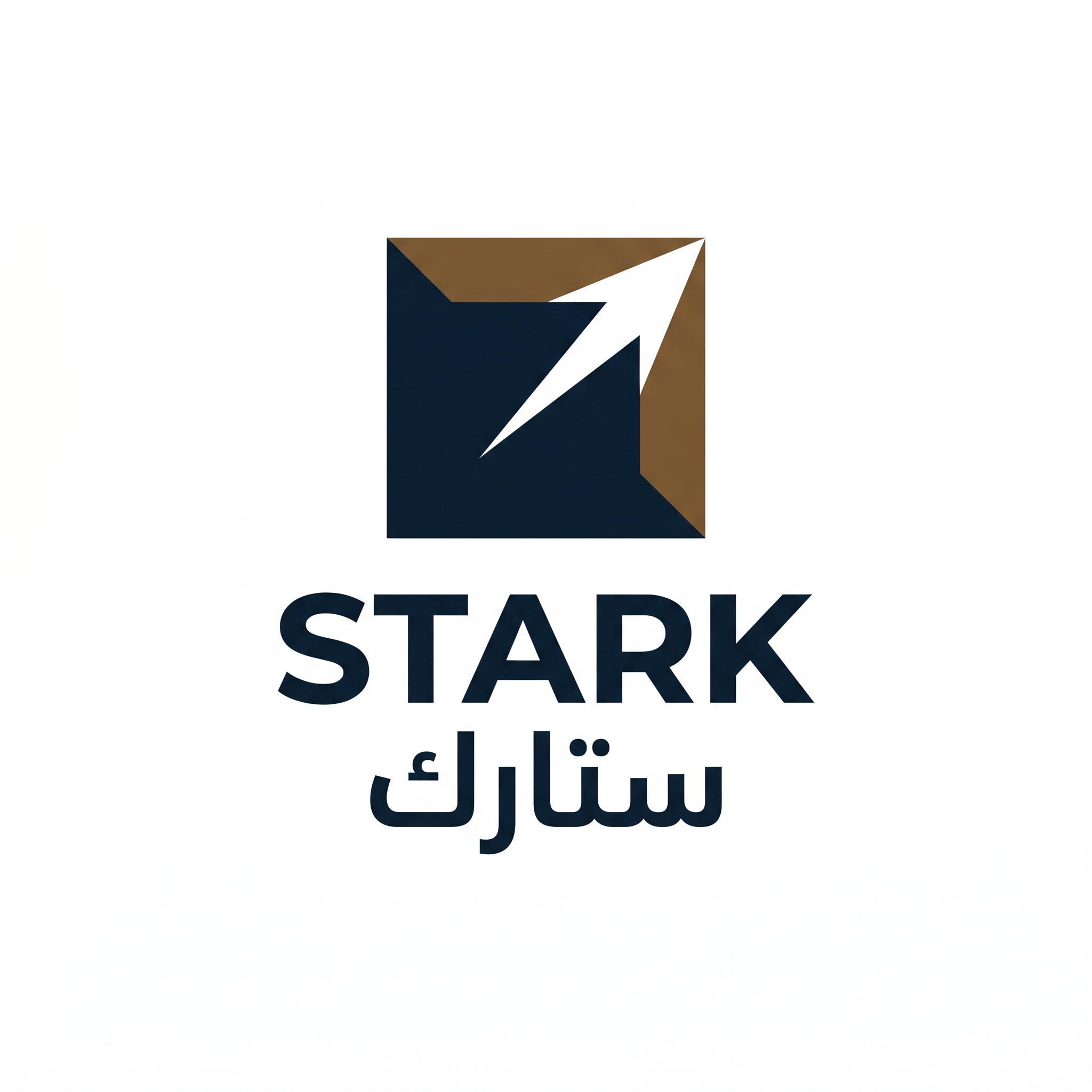 AI Design for Design a world-class minimalist logo for "STARK | ستارك".
Create an iconic symbol based on a perfect geometric shape with one intentionally missing corner.
The missing element should create a feeling of:
- Innovation
- Future thinking
- Precision engineering
- Intelligent systems
The logo must be:
- Extremely simple
- Memorable
- Premium
- Corporate
Design style:
Minimal geometry,
subtle negative space,
architectural balance,
timeless branding.
Color palette:
- Midnight Navy (#0B1B2B)
- Deep Bronze (#7A5A3A)
Typography:
Create a premium modern wordmark for "STARK" with matching Arabic "ستارك".
Output:
Raw logo only,
white background,
flat vector style,
no effects,
no shadows.
