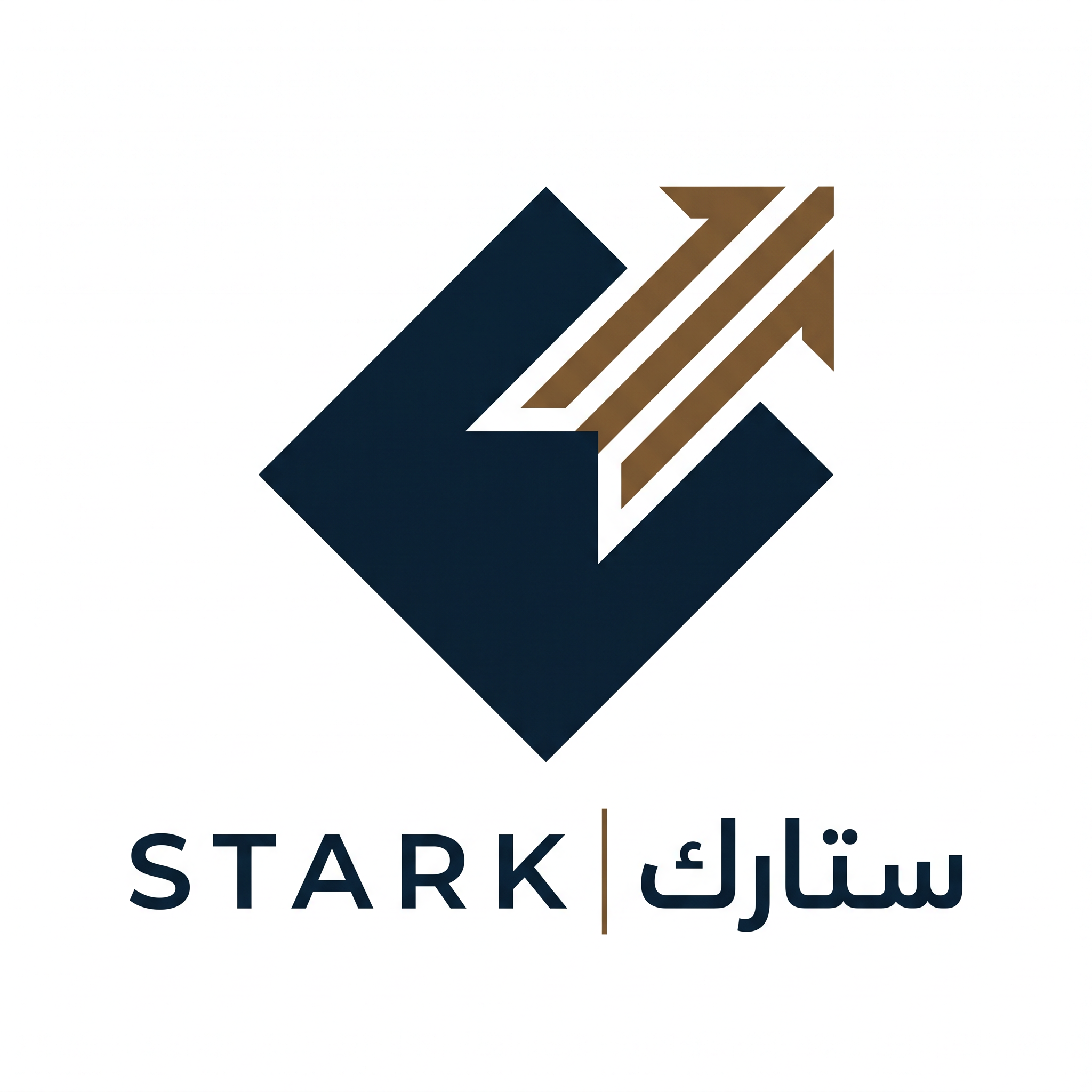 AI Design for Design a world-class minimalist logo for "STARK | ستارك".
Create an iconic symbol based on a perfect geometric shape with one intentionally missing corner.
The missing element should create a feeling of:
- Innovation
- Future thinking
- Precision engineering
- Intelligent systems
The logo must be:
- Extremely simple
- Memorable
- Premium
- Corporate
Design style:
Minimal geometry,
subtle negative space,
architectural balance,
timeless branding.
Color palette:
- Midnight Navy (#0B1B2B)
- Deep Bronze (#7A5A3A)
Typography:
Create a premium modern wordmark for "STARK" with matching Arabic "ستارك".
Output:
Raw logo only,
white background,
flat vector style,
no effects,
no shadows.