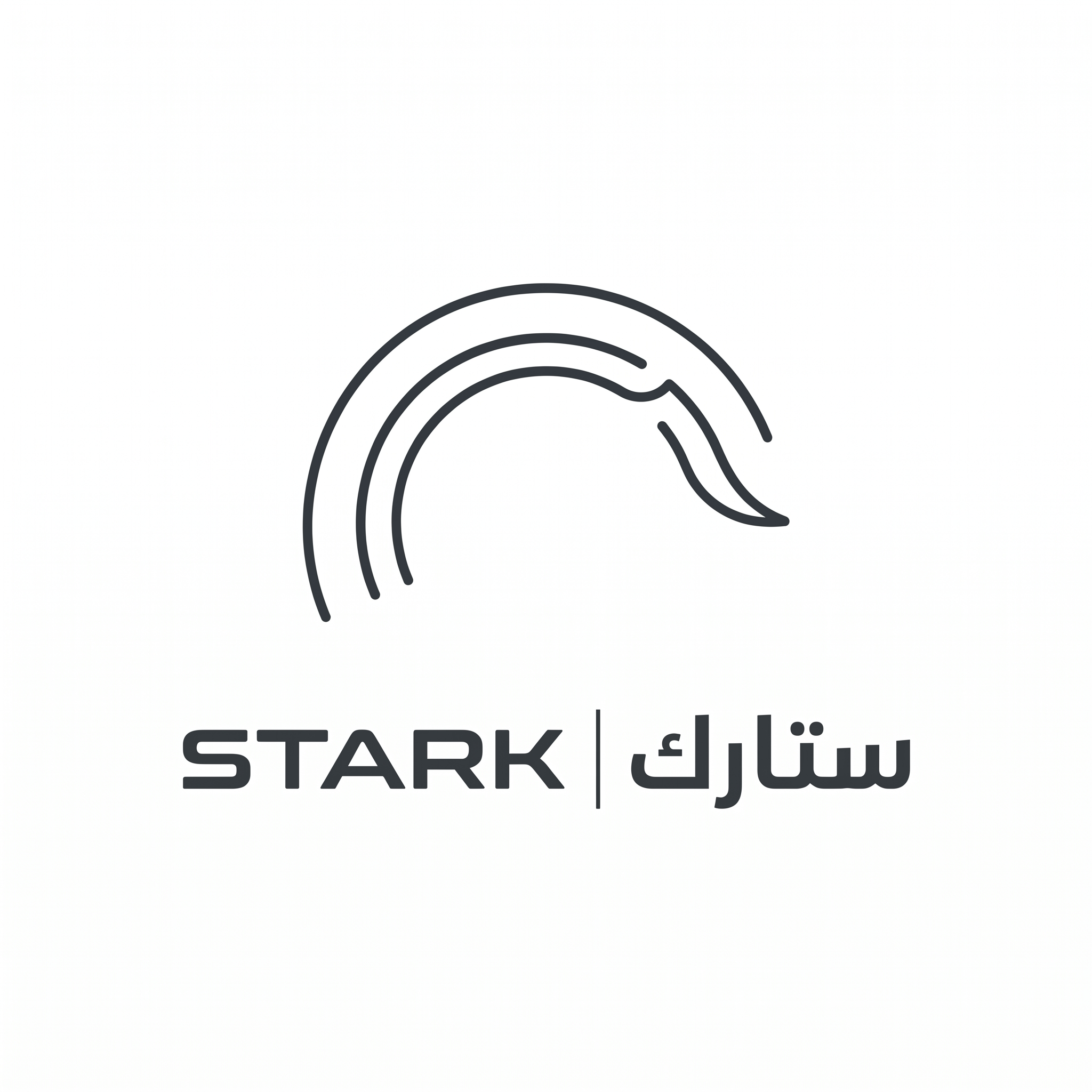 AI Design for Design a world-class futuristic minimalist logo for "STARK | ستارك".
Create a unique abstract symbol inspired by a silent energy pulse moving through space.
The symbol should be:
- Extremely simple
- Elegant
- Futuristic
- Memorable
- Technological
Design style:
Minimal line geometry,
subtle movement,
balanced proportions,
inspired by aerospace and future technology branding.
Avoid:
lightning bolts,
gears,
buildings,
electronics,
traditional engineering symbolism.
Typography:
Create a clean futuristic wordmark for "STARK" with matching Arabic "ستارك".
Presentation:
Raw logo concept,
pure white background,
flat vector artwork,
no shadows,
no mockups,
no gradients.