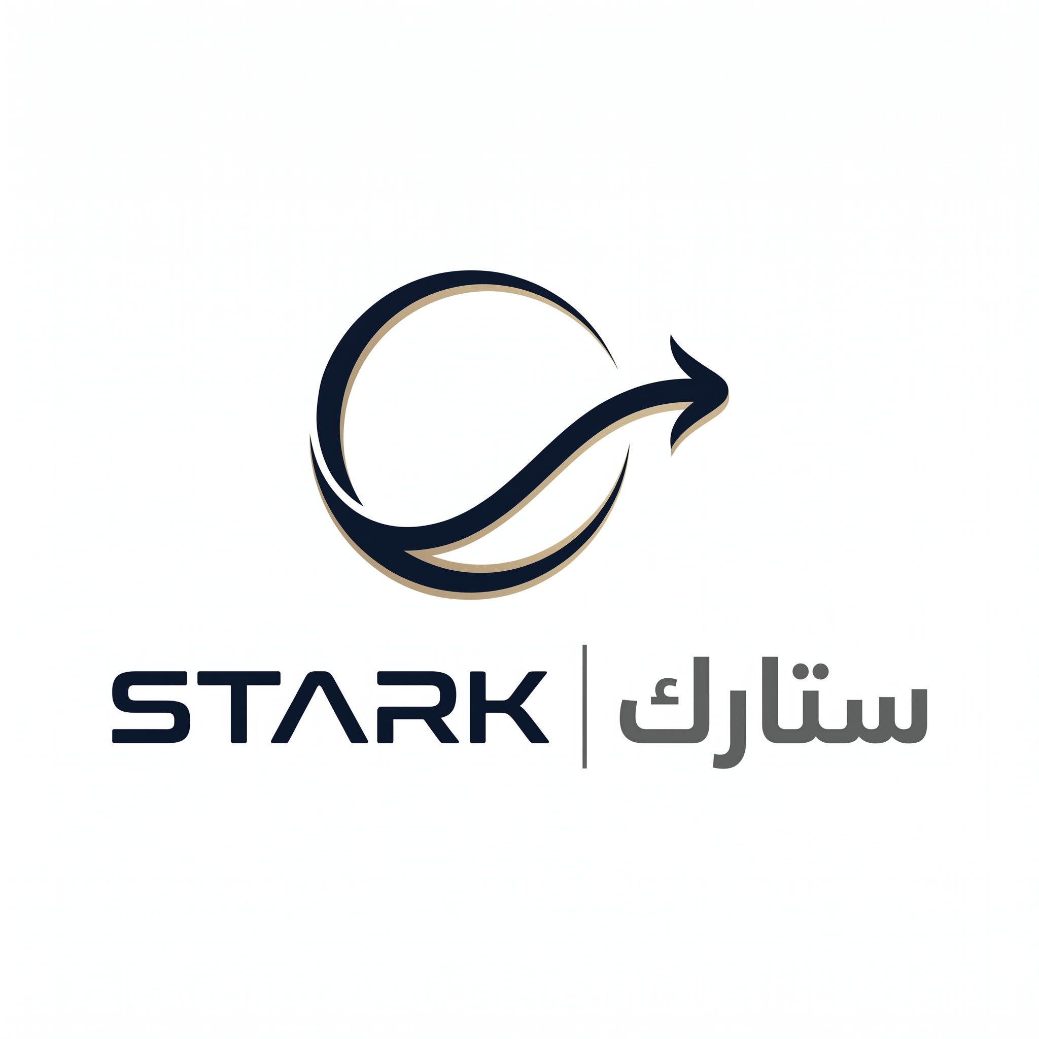 AI Design for Design a world-class futuristic minimalist logo for "STARK | ستارك".
Create a unique abstract symbol inspired by a silent energy pulse traveling through space — represented by a single elegant geometric motion or a minimal flowing form.
The symbol should embody:
- Precision engineering
- Intelligent energy
- Advanced technology
- Innovation
- Quiet confidence
The design must be:
- Extremely simple
- Elegant
- Futuristic
- Memorable
- Timeless
Design language:
Ultra-minimal line geometry,
subtle sense of motion,
balanced proportions,
refined negative space,
inspired by aerospace identity systems and next-generation industrial branding.
The logo should feel like a premium global engineering and technology corporation from the future.
Avoid:
- Lightning bolts
- Gears
- Buildings
- Circuit patterns
- Electronic icons
- Traditional engineering symbolism
- Overly complex shapes
Color palette:
- Deep Midnight Navy (#0D1B2A)
- Dark Titanium Gray (#4A5563)
- Muted Champagne Gold (#B08D57)
Use the navy color as the primary brand color, titanium gray for secondary details, and subtle champagne gold accents to create a premium and sophisticated identity.
Typography:
Create a custom futuristic sans-serif wordmark for "STARK" with wide spacing and clean engineered proportions.
Include the Arabic name "ستارك" in a matching contemporary style.
Presentation:
Raw logo concept only,
pure white background,
flat vector artwork,
no shadows,
no mockups,
no gradients,
no textures,
no 3D effects.