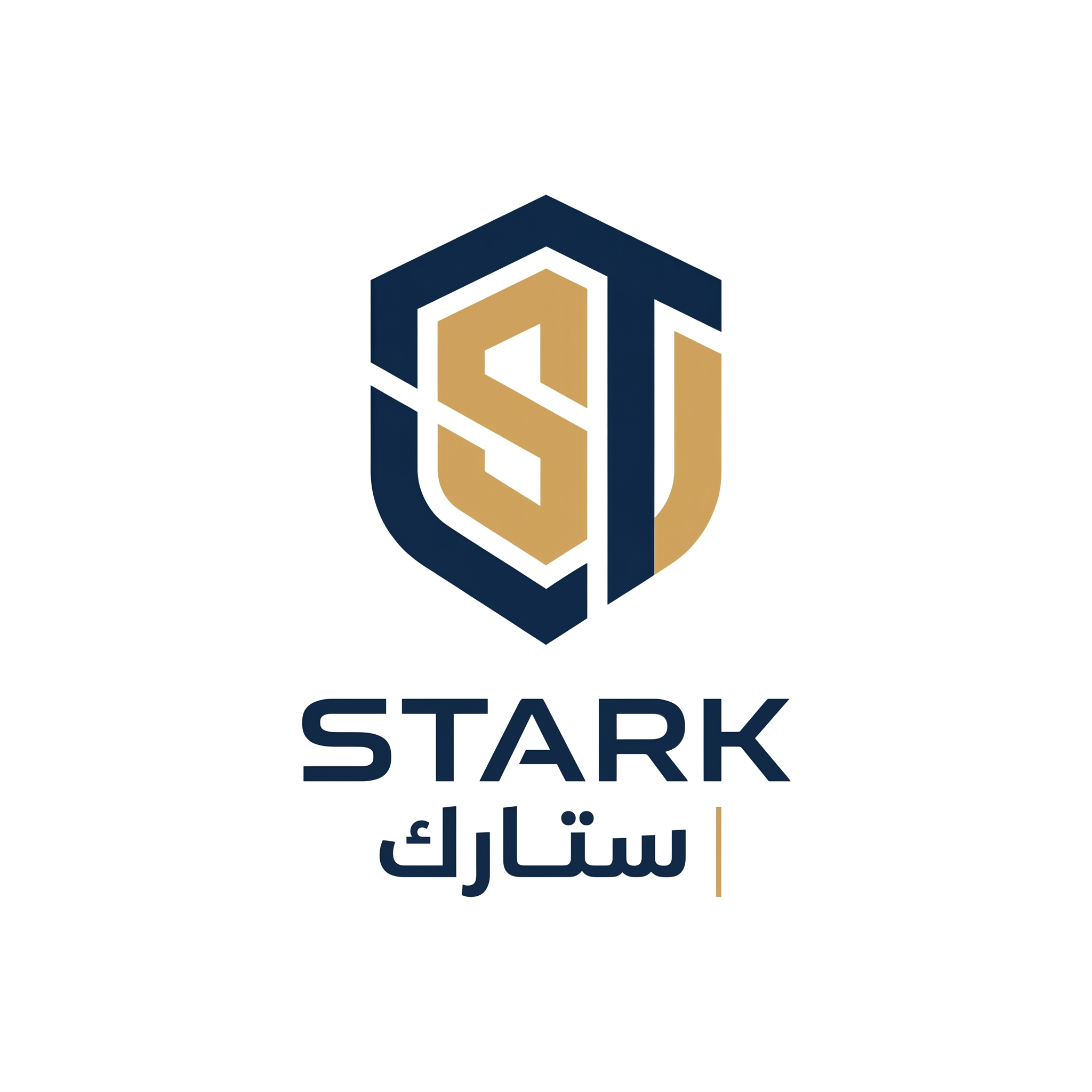 AI Design for Create a world-class logo for "STARK | ستارك".
Design a minimalist geometric symbol with a hidden letter element created through negative space.
The logo should feel:
- Intelligent
- Premium
- Memorable
- Corporate
Style:
Simple geometry,
subtle negative space,
clean modern branding.
Colors:
- Midnight Blue (#0F2340)
- Warm Gold (#D1A15C)
Typography:
Custom modern typography for "STARK" and Arabic "ستارك".
Output:
Raw logo,
white background,
vector style only.