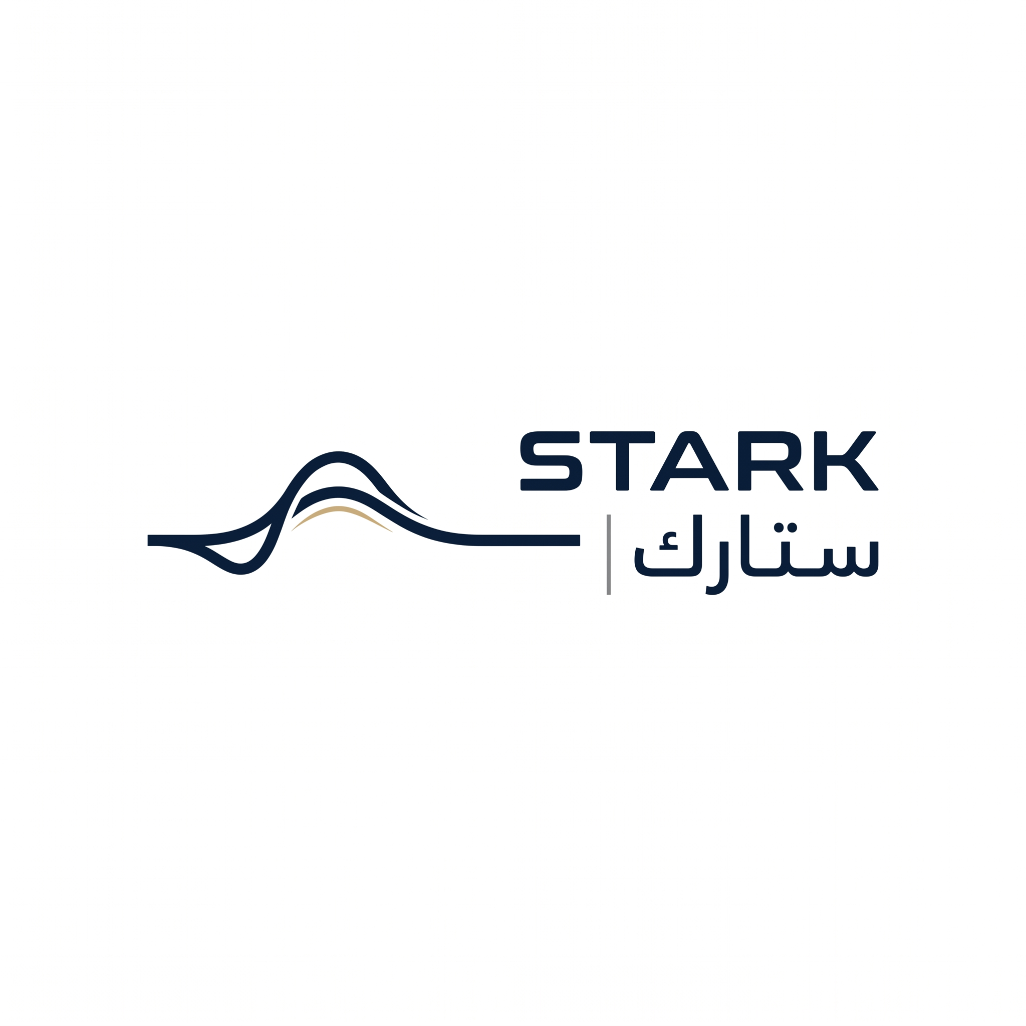 AI Design for Design a world-class futuristic minimalist logo for "STARK | ستارك".
Create a unique abstract symbol inspired by a silent energy pulse traveling through space — represented by a single elegant geometric motion or a minimal flowing form.
The symbol should embody:
- Precision engineering
- Intelligent energy
- Advanced technology
- Innovation
- Quiet confidence
The design must be:
- Extremely simple
- Elegant
- Futuristic
- Memorable
- Timeless
Design language:
Ultra-minimal line geometry,
subtle sense of motion,
balanced proportions,
refined negative space,
inspired by aerospace identity systems and next-generation industrial branding.
The logo should feel like a premium global engineering and technology corporation from the future.
Avoid:
- Lightning bolts
- Gears
- Buildings
- Circuit patterns
- Electronic icons
- Traditional engineering symbolism
- Overly complex shapes
Color palette:
- Deep Midnight Navy (#0D1B2A)
- Dark Titanium Gray (#4A5563)
- Muted Champagne Gold (#B08D57)
Use the navy color as the primary brand color, titanium gray for secondary details, and subtle champagne gold accents to create a premium and sophisticated identity.
Typography:
Create a custom futuristic sans-serif wordmark for "STARK" with wide spacing and clean engineered proportions.
Include the Arabic name "ستارك" in a matching contemporary style.
Presentation:
Raw logo concept only,
pure white background,
flat vector artwork,
no shadows,
no mockups,
no gradients,
no textures,
no 3D effects.