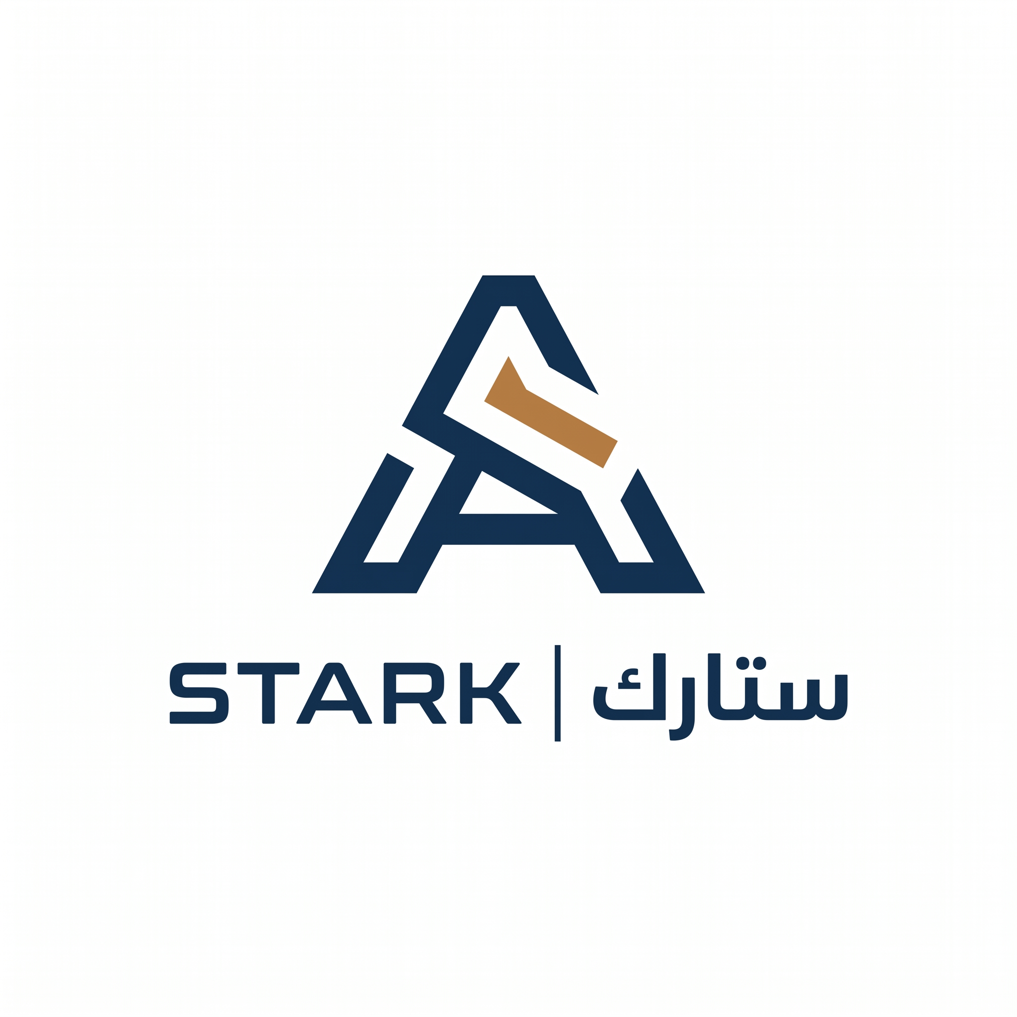 AI Design for Create a premium logo for "STARK | ستارك".
Design an abstract geometric symbol with one subtle offset element, creating a sense of movement and innovation.
The logo should feel:
- Minimal
- Technical
- Luxurious
- Modern
Colors:
- Navy Blue (#112E51)
- Copper Gold (#B8793F)
Typography:
Modern geometric typography for "STARK" and Arabic "ستارك".
Output:
Raw vector logo,
white background,
no effects.