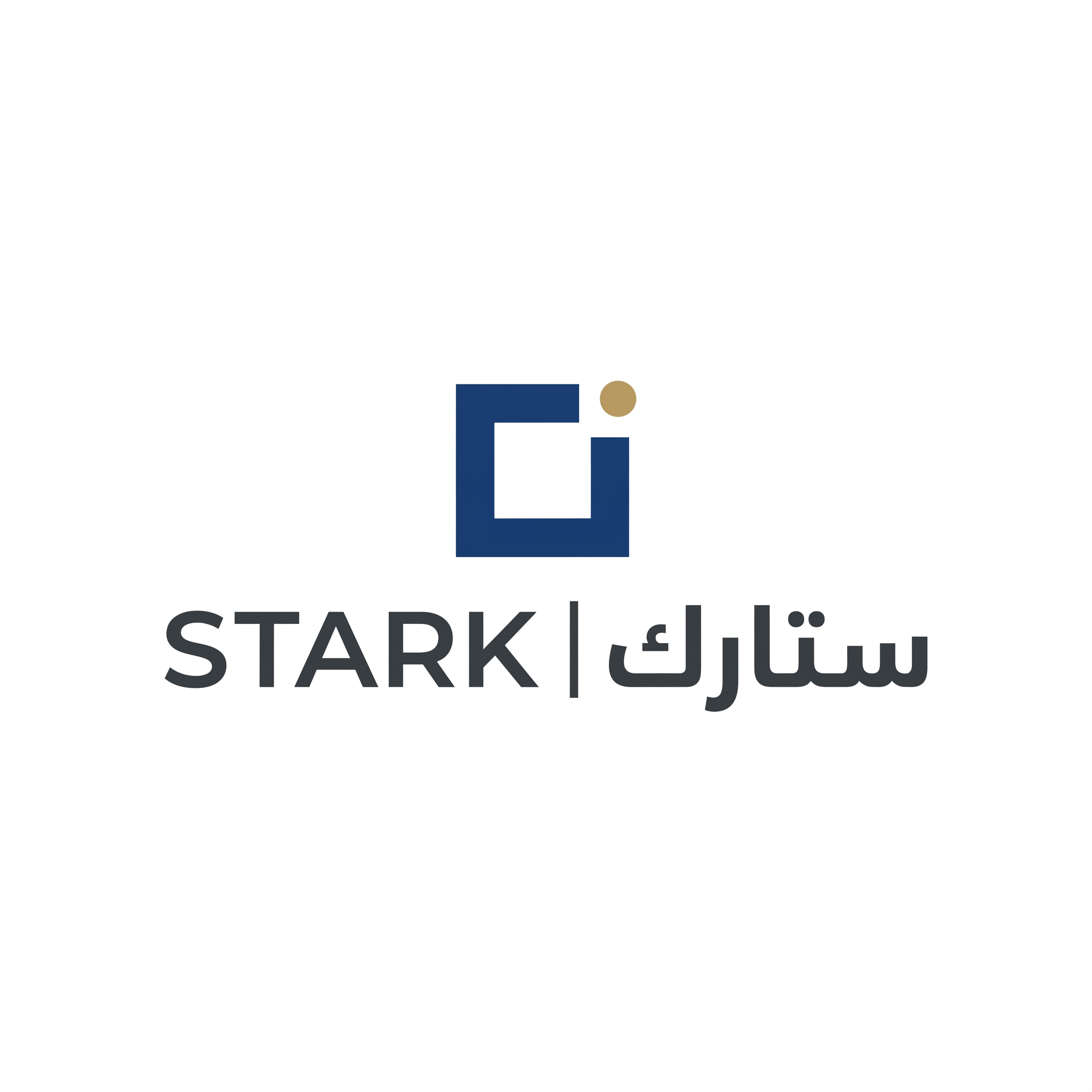 AI Design for Create a premium corporate logo for "STARK | ستارك".
Design an ultra-minimal symbol using one geometric shape and one offset point.
The displaced point should symbolize:
- Smart systems
- Innovation
- Future engineering
- Advanced thinking
The logo should feel:
- Elegant
- Intelligent
- Luxurious
- Memorable
Design language:
Minimalism,
perfect spacing,
Swiss-inspired corporate branding.
Color palette:
- Deep Graphite (#262626)
- Dark Sapphire (#153A63)
- Muted Gold (#B0894F)
Typography:
Modern geometric typography for "STARK" and Arabic "ستارك".
Output:
Raw vector logo,
white background,
no shadows,
no mockups.