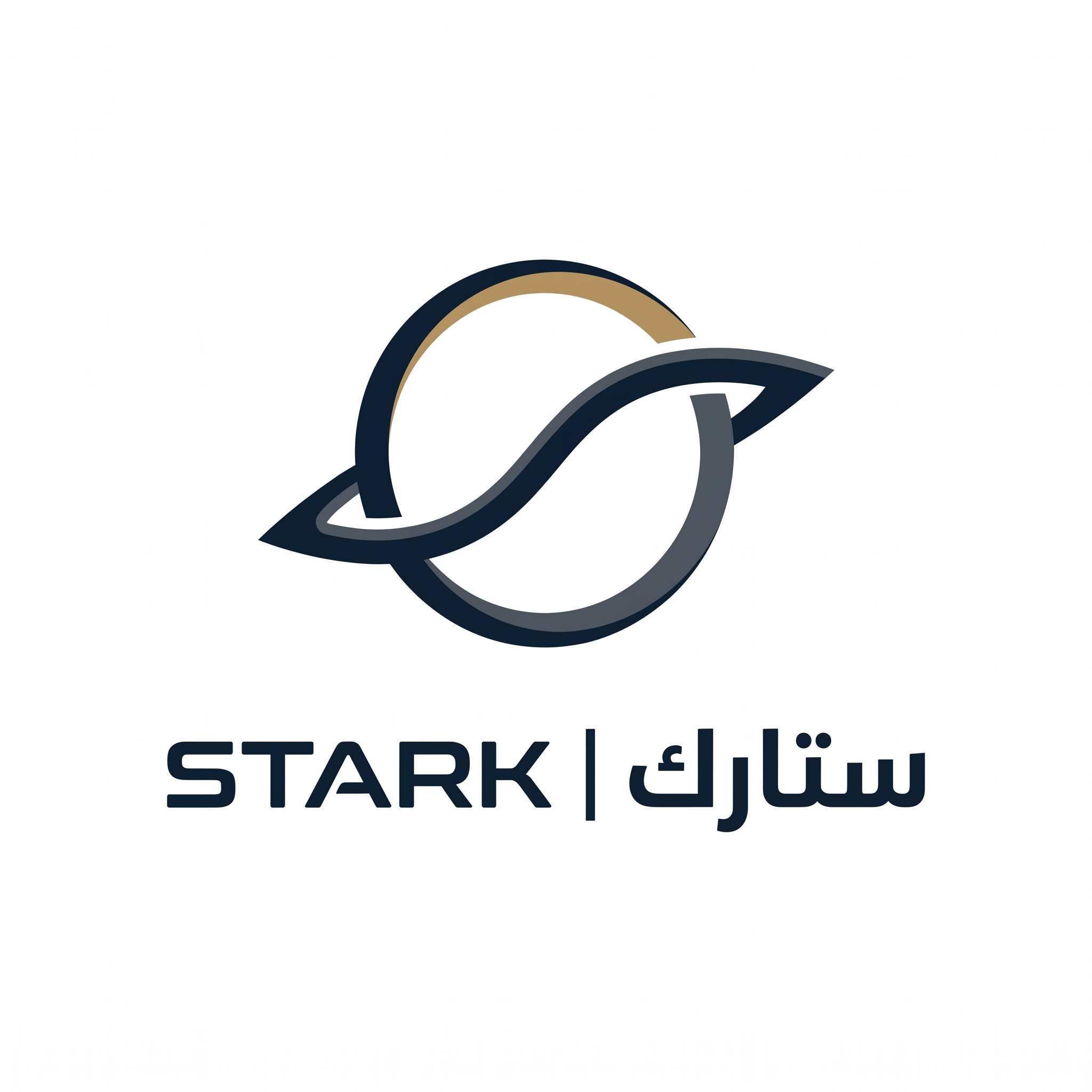 AI Design for Design a world-class futuristic minimalist logo for "STARK | ستارك".
Create a unique abstract symbol inspired by a silent energy pulse traveling through space — represented by a single elegant geometric motion or a minimal flowing form.
The symbol should embody:
- Precision engineering
- Intelligent energy
- Advanced technology
- Innovation
- Quiet confidence
The design must be:
- Extremely simple
- Elegant
- Futuristic
- Memorable
- Timeless
Design language:
Ultra-minimal line geometry,
subtle sense of motion,
balanced proportions,
refined negative space,
inspired by aerospace identity systems and next-generation industrial branding.
The logo should feel like a premium global engineering and technology corporation from the future.
Avoid:
- Lightning bolts
- Gears
- Buildings
- Circuit patterns
- Electronic icons
- Traditional engineering symbolism
- Overly complex shapes
Color palette:
- Deep Midnight Navy (#0D1B2A)
- Dark Titanium Gray (#4A5563)
- Muted Champagne Gold (#B08D57)
Use the navy color as the primary brand color, titanium gray for secondary details, and subtle champagne gold accents to create a premium and sophisticated identity.
Typography:
Create a custom futuristic sans-serif wordmark for "STARK" with wide spacing and clean engineered proportions.
Include the Arabic name "ستارك" in a matching contemporary style.
Presentation:
Raw logo concept only,
pure white background,
flat vector artwork,
no shadows,
no mockups,
no gradients,
no textures,
no 3D effects.