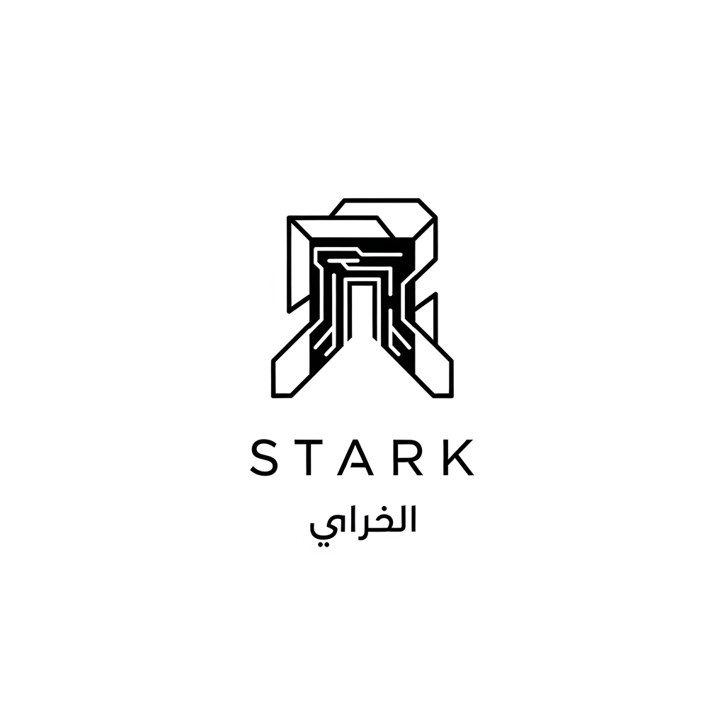 AI Design for Create a world-class futuristic logo for "STARK | ستارك".
Design an ultra-minimal abstract portal symbol using only a few geometric elements.
The symbol should represent:
- Innovation
- Future infrastructure
- Smart engineering
- Advanced automation
The design must appear:
- Elegant
- Intelligent
- Mysterious
- Corporate
Use clean geometry and subtle negative space.
Include the typography:
STARK
ستارك
Create only a raw vector-style logo on a white background.
No effects.
No shadows.
No mockups.