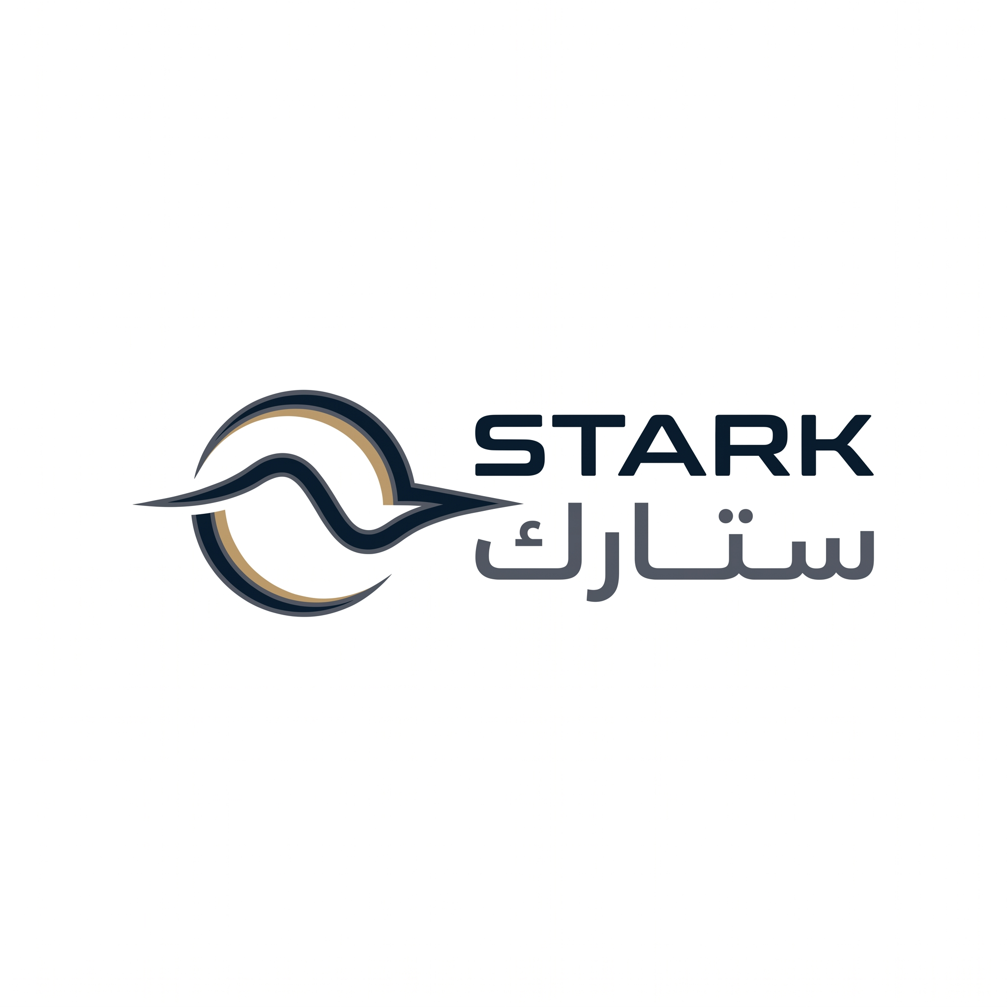 AI Design for Design a world-class futuristic minimalist logo for "STARK | ستارك".
Create a unique abstract symbol inspired by a silent energy pulse traveling through space — represented by a single elegant geometric motion or a minimal flowing form.
The symbol should embody:
- Precision engineering
- Intelligent energy
- Advanced technology
- Innovation
- Quiet confidence
The design must be:
- Extremely simple
- Elegant
- Futuristic
- Memorable
- Timeless
Design language:
Ultra-minimal line geometry,
subtle sense of motion,
balanced proportions,
refined negative space,
inspired by aerospace identity systems and next-generation industrial branding.
The logo should feel like a premium global engineering and technology corporation from the future.
Avoid:
- Lightning bolts
- Gears
- Buildings
- Circuit patterns
- Electronic icons
- Traditional engineering symbolism
- Overly complex shapes
Color palette:
- Deep Midnight Navy (#0D1B2A)
- Dark Titanium Gray (#4A5563)
- Muted Champagne Gold (#B08D57)
Use the navy color as the primary brand color, titanium gray for secondary details, and subtle champagne gold accents to create a premium and sophisticated identity.
Typography:
Create a custom futuristic sans-serif wordmark for "STARK" with wide spacing and clean engineered proportions.
Include the Arabic name "ستارك" in a matching contemporary style.
Presentation:
Raw logo concept only,
pure white background,
flat vector artwork,
no shadows,
no mockups,
no gradients,
no textures,
no 3D effects.