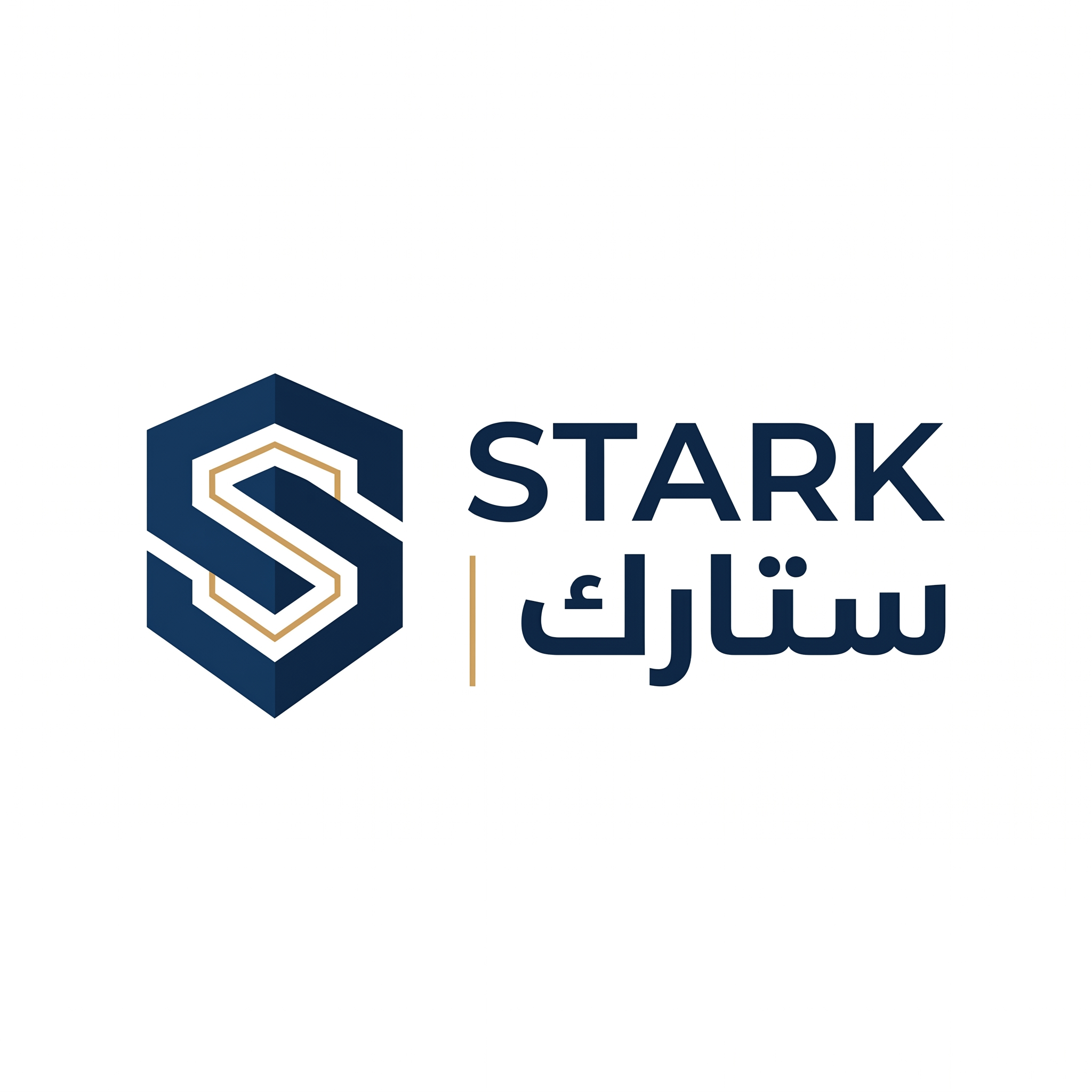 AI Design for Create a world-class logo for "STARK | ستارك".
Design a minimalist geometric symbol with a hidden letter element created through negative space.
The logo should feel:
- Intelligent
- Premium
- Memorable
- Corporate
Style:
Simple geometry,
subtle negative space,
clean modern branding.
Colors:
- Midnight Blue (#0F2340)
- Warm Gold (#D1A15C)
Typography:
Custom modern typography for "STARK" and Arabic "ستارك".
Output:
Raw logo,
white background,
vector style only.