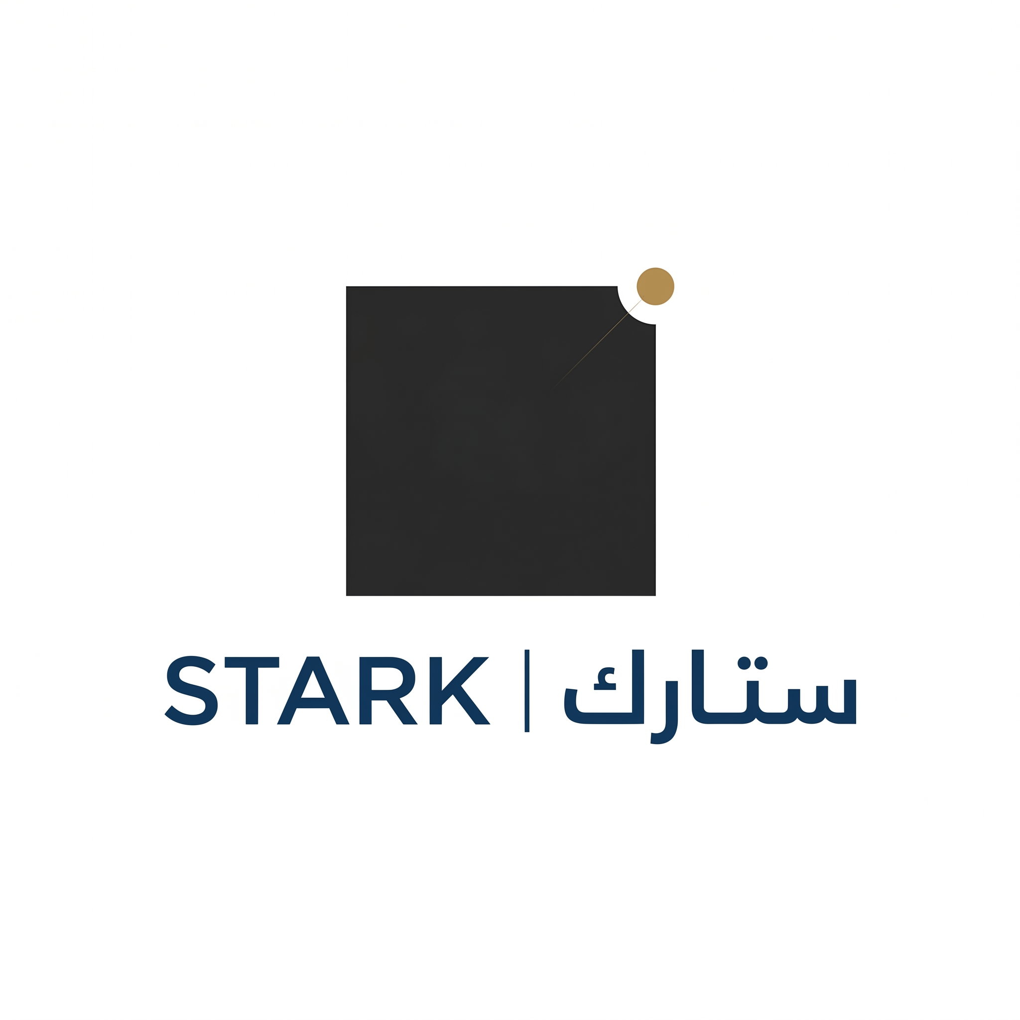 AI Design for Create a premium corporate logo for "STARK | ستارك".
Design an ultra-minimal symbol using one geometric shape and one offset point.
The displaced point should symbolize:
- Smart systems
- Innovation
- Future engineering
- Advanced thinking
The logo should feel:
- Elegant
- Intelligent
- Luxurious
- Memorable
Design language:
Minimalism,
perfect spacing,
Swiss-inspired corporate branding.
Color palette:
- Deep Graphite (#262626)
- Dark Sapphire (#153A63)
- Muted Gold (#B0894F)
Typography:
Modern geometric typography for "STARK" and Arabic "ستارك".
Output:
Raw vector logo,
white background,
no shadows,
no mockups.