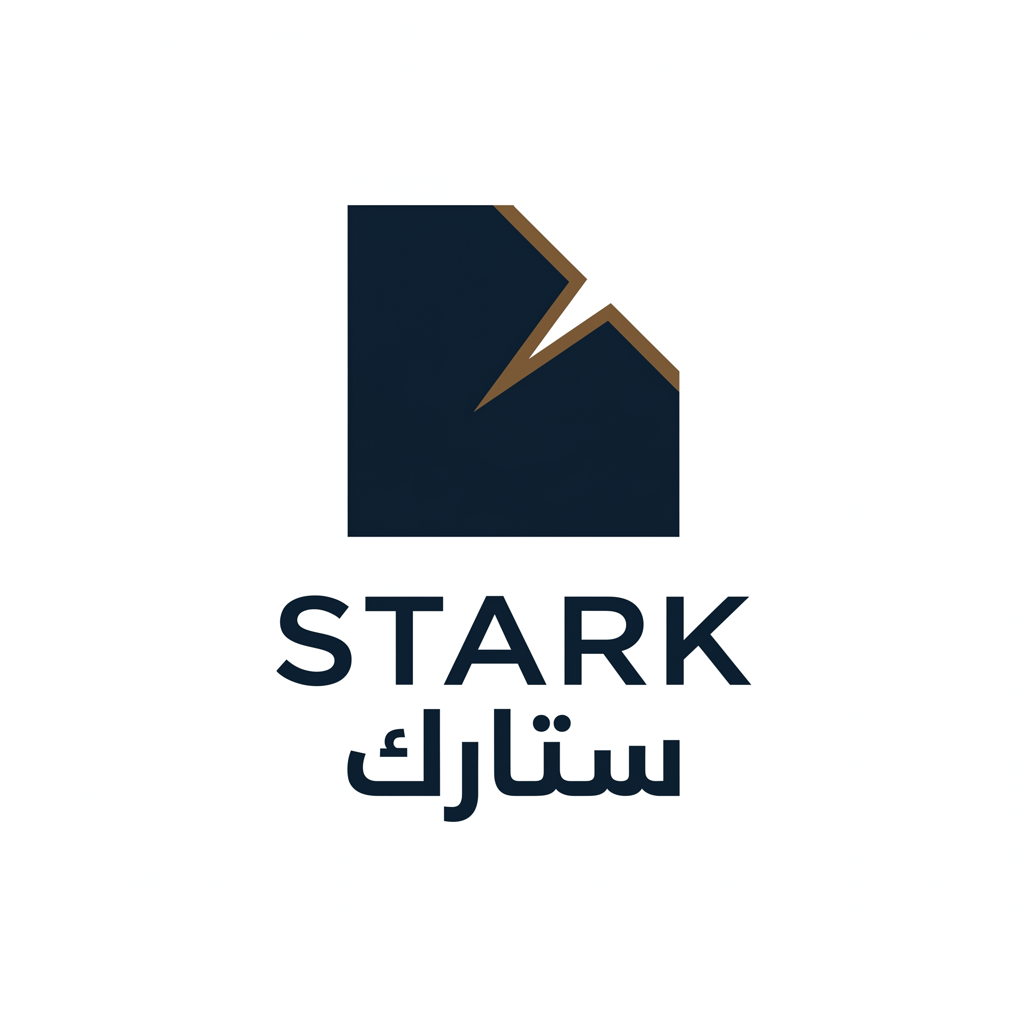 AI Design for Design a world-class minimalist logo for "STARK | ستارك".
Create an iconic symbol based on a perfect geometric shape with one intentionally missing corner.
The missing element should create a feeling of:
- Innovation
- Future thinking
- Precision engineering
- Intelligent systems
The logo must be:
- Extremely simple
- Memorable
- Premium
- Corporate
Design style:
Minimal geometry,
subtle negative space,
architectural balance,
timeless branding.
Color palette:
- Midnight Navy (#0B1B2B)
- Deep Bronze (#7A5A3A)
Typography:
Create a premium modern wordmark for "STARK" with matching Arabic "ستارك".
Output:
Raw logo only,
white background,
flat vector style,
no effects,
no shadows.